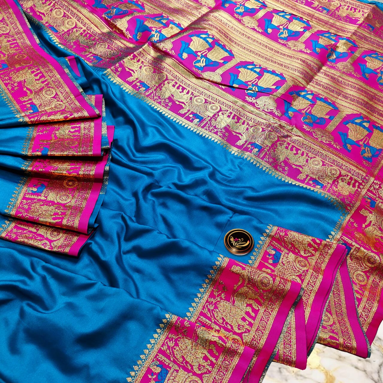Exquisite Soft Satin Gazi Saree