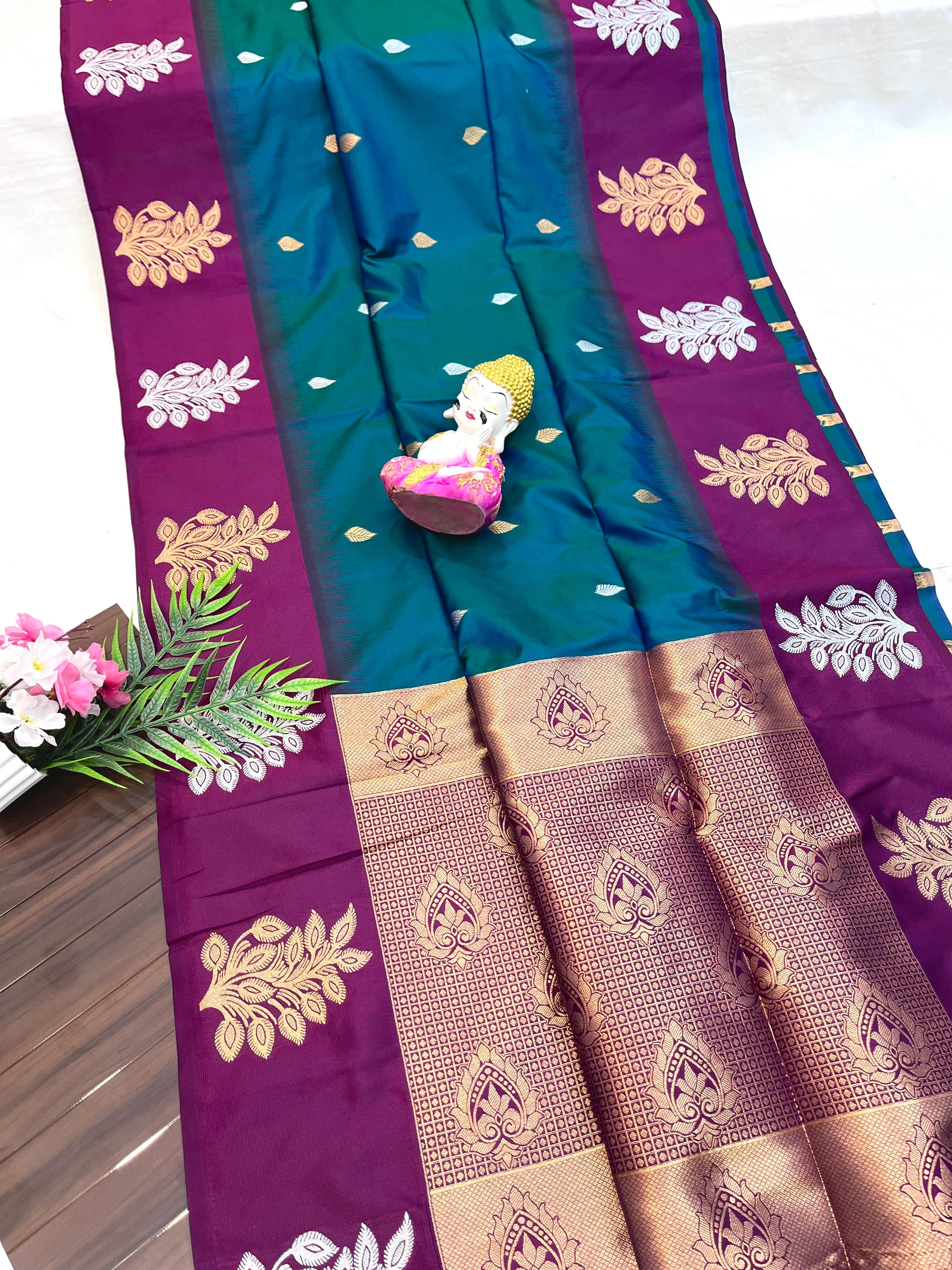 Katan Silk Saree with Contrast Border
