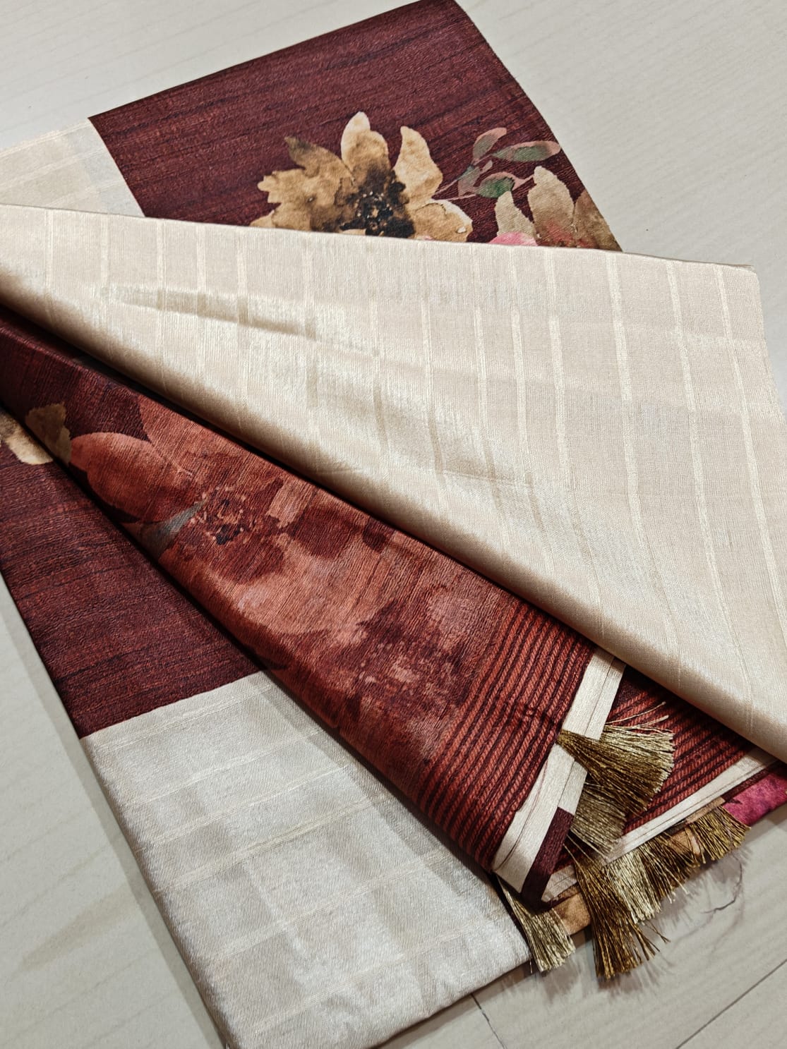 Printed Matka Ghicha Silk Saree