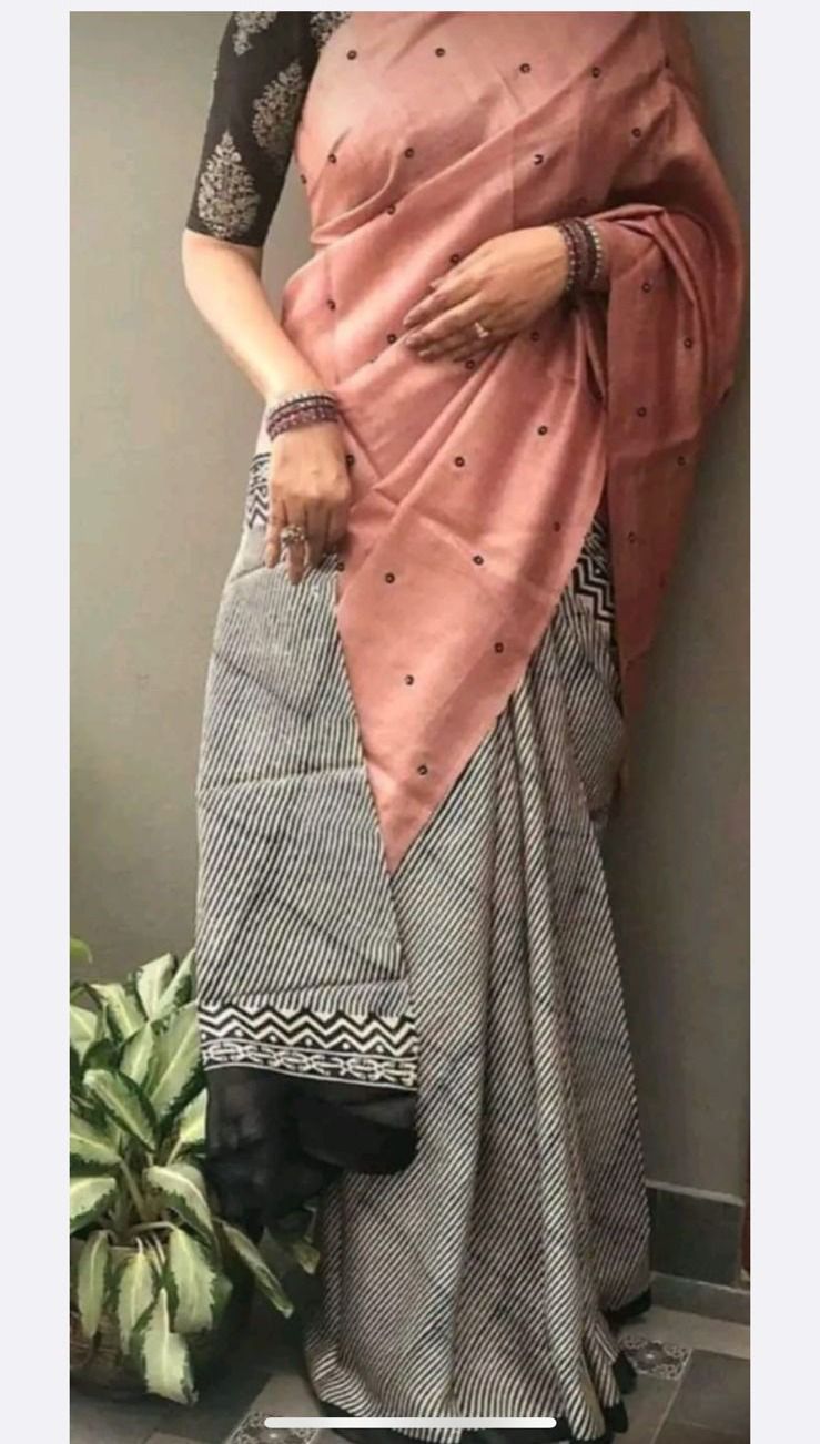 Elegant Hand-Painted Pure Silk Saree