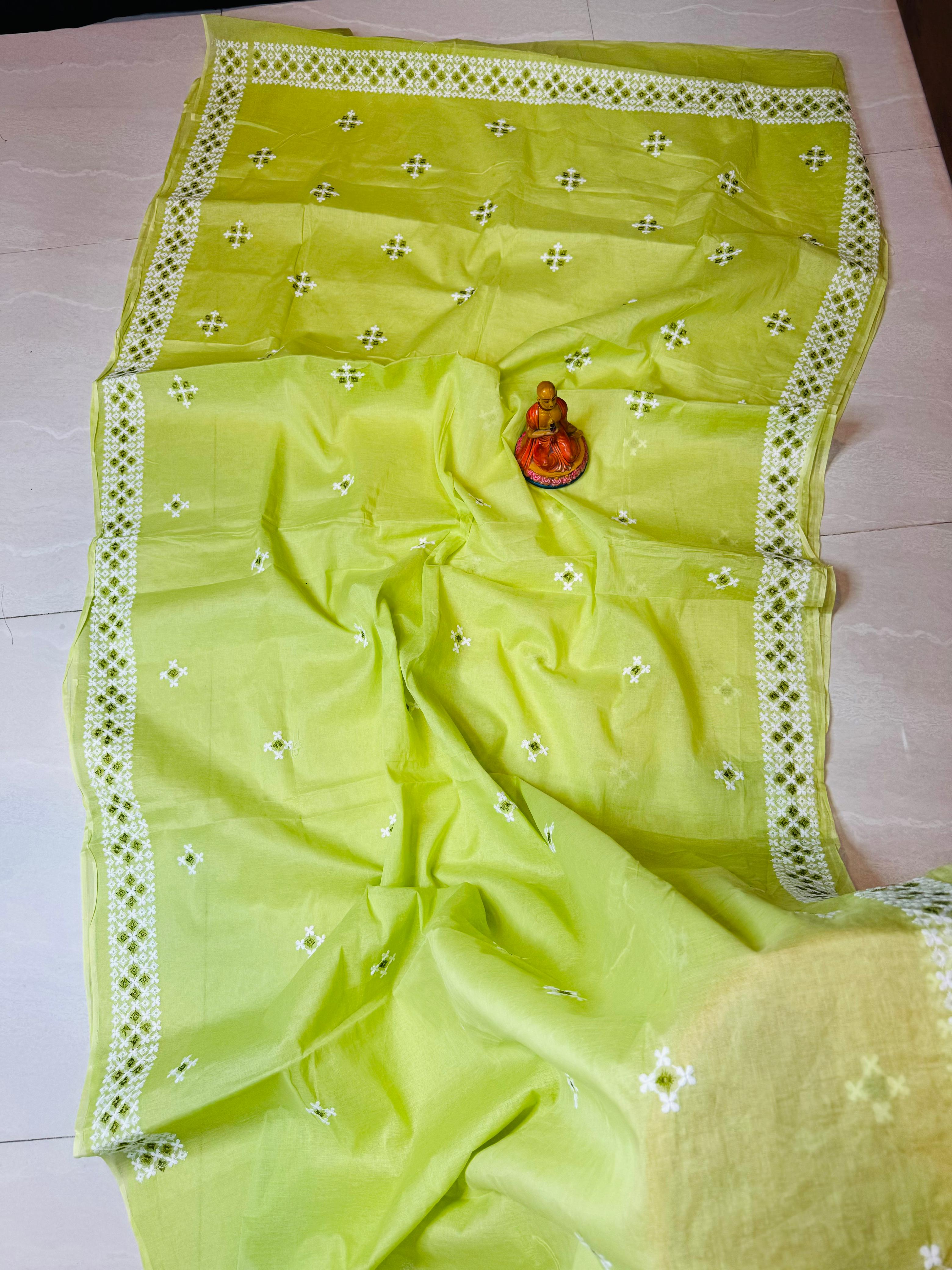 NEW EXCLUSIVE PUJA SPECIAL PURE COTTON KATHA SAREE