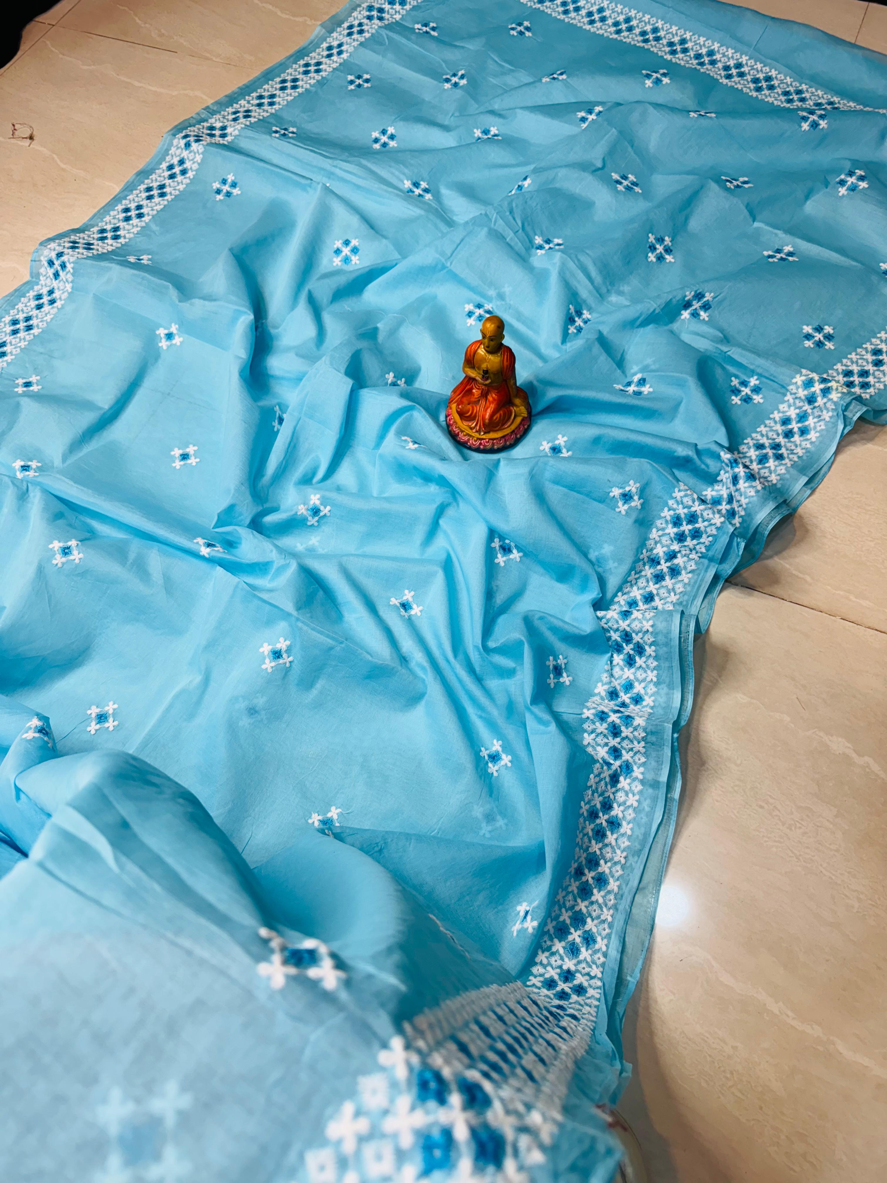 NEW EXCLUSIVE PUJA SPECIAL PURE COTTON KATHA SAREE