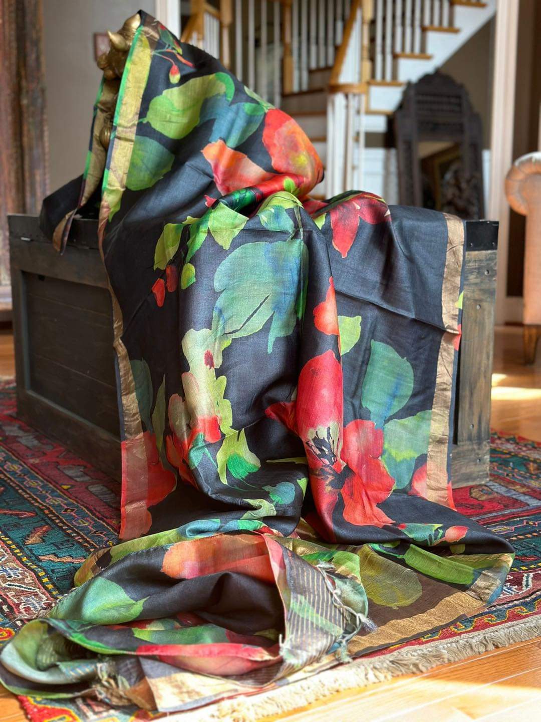 ShaajBari Premium Tissue Pallu Zari Tussar Saree