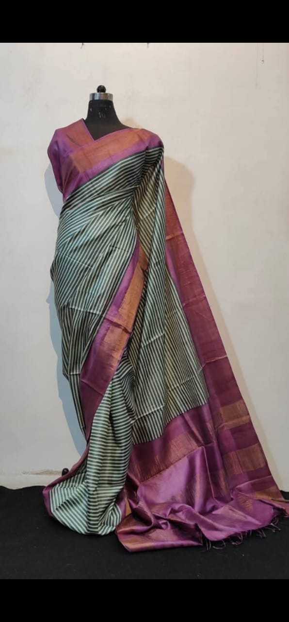 Premium Zari Tussar Hand Kalomkari Saree