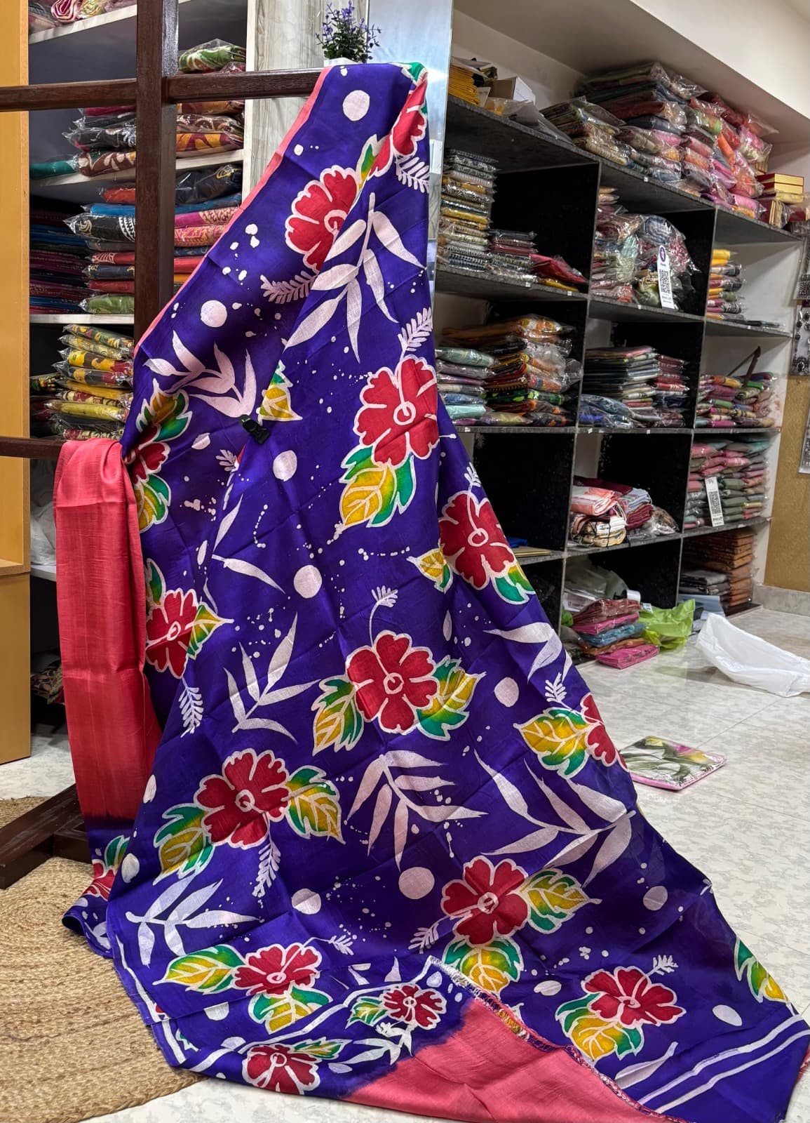 ShaajBari Pure Silk Wax Batik Painted Saree