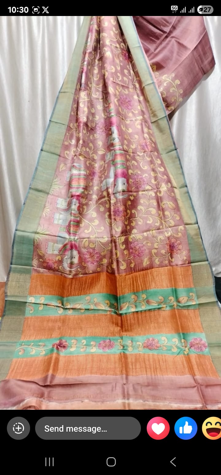 Premium quality Zari boder tussar