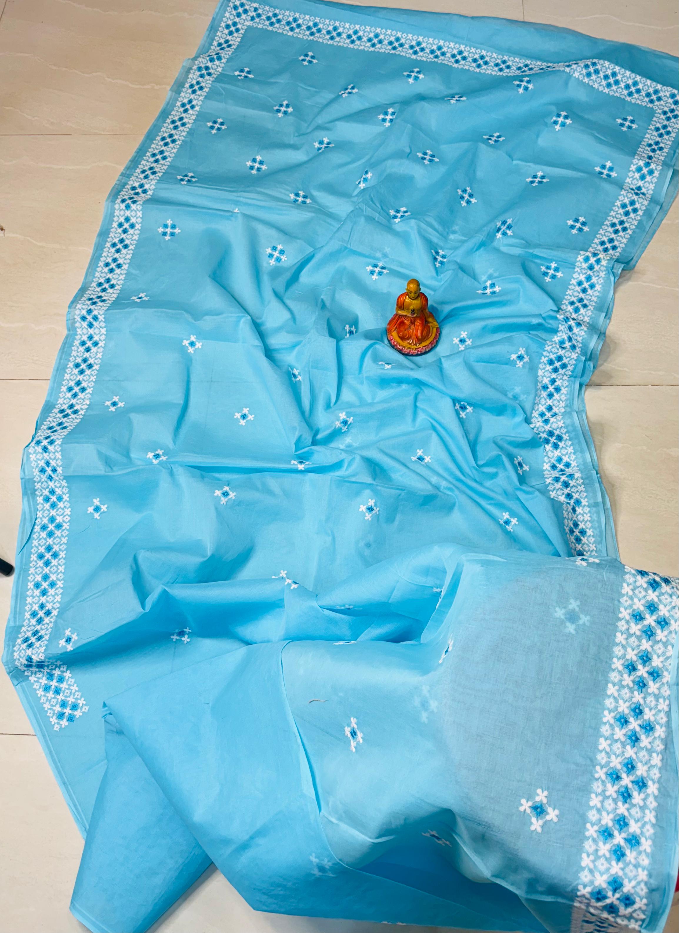 NEW EXCLUSIVE PUJA SPECIAL PURE COTTON KATHA SAREE