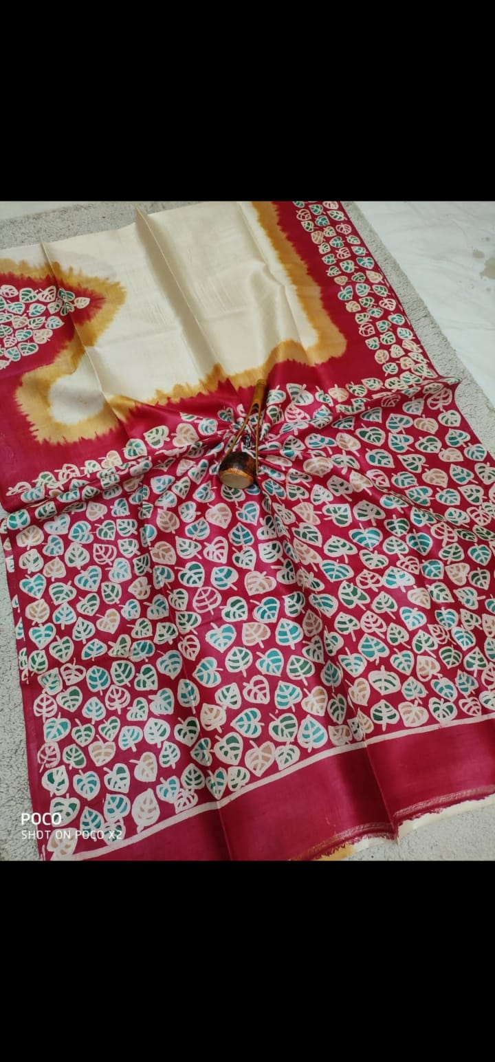 Pure Silk Batik Painted Saree – Handcrafted Elegance, Silk Mark Certified