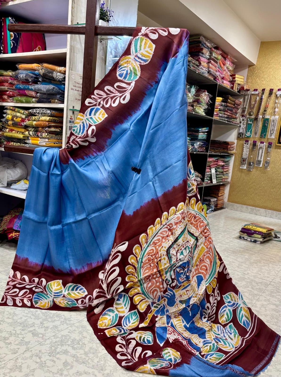 ShaajBari Pure Silk Wax Batik Painted Saree