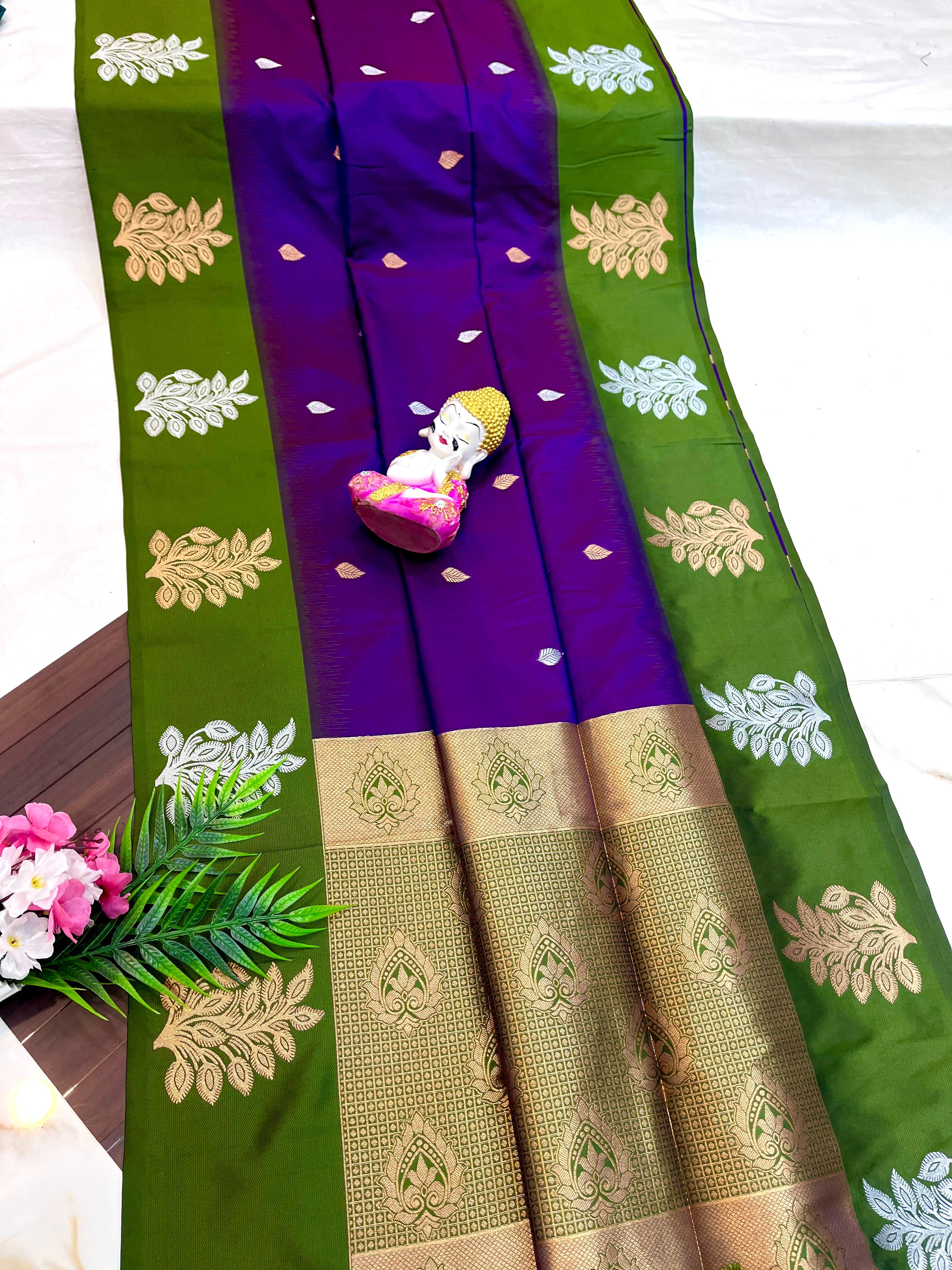 Katan Silk Saree with Contrast Border
