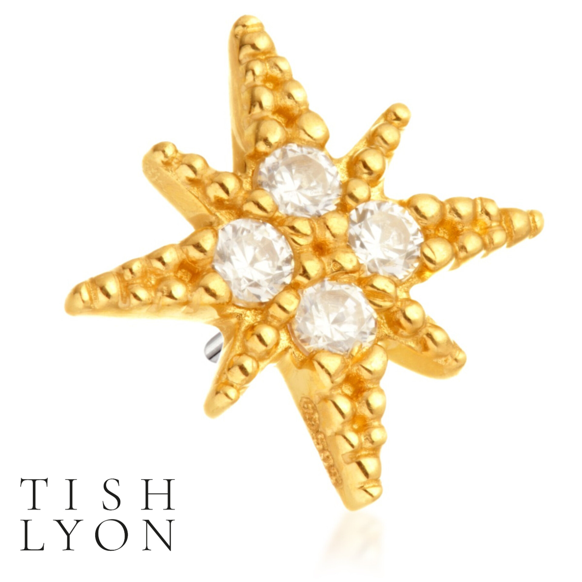 14ct North star with gem