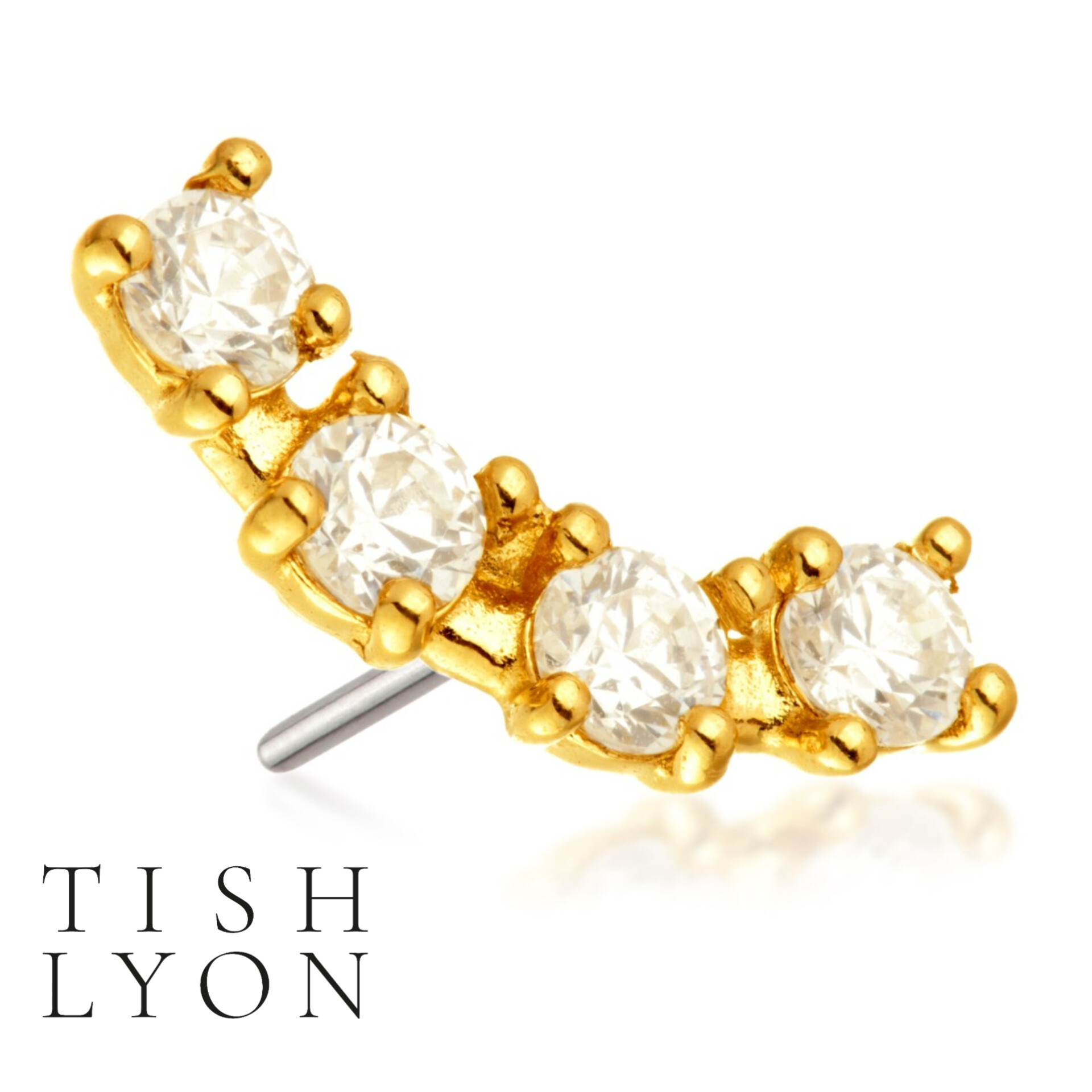 14ct Jewelled Curve crescent 