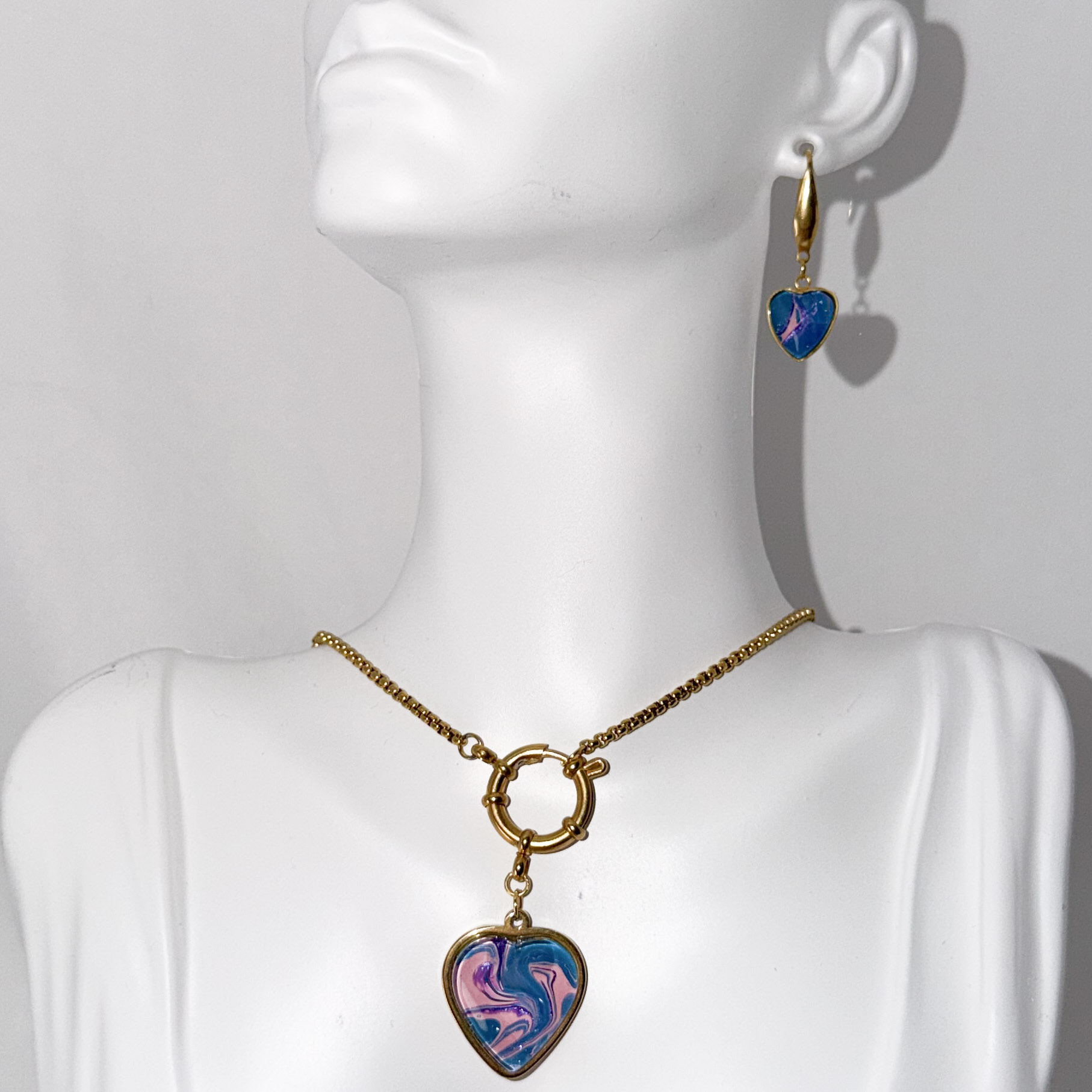 Marbled Heart Jewelry Set
