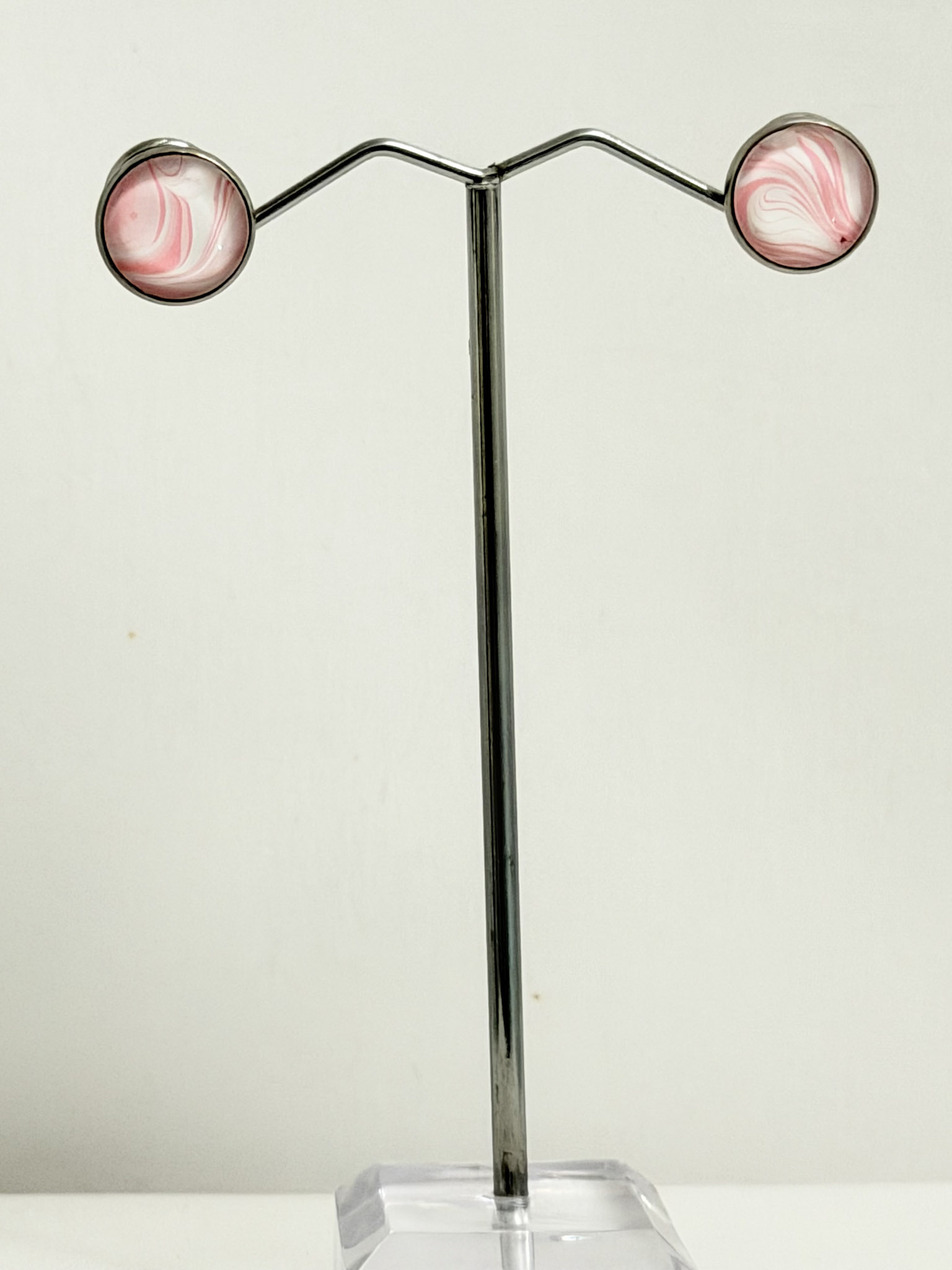 Pink Swirl Stud Earrings