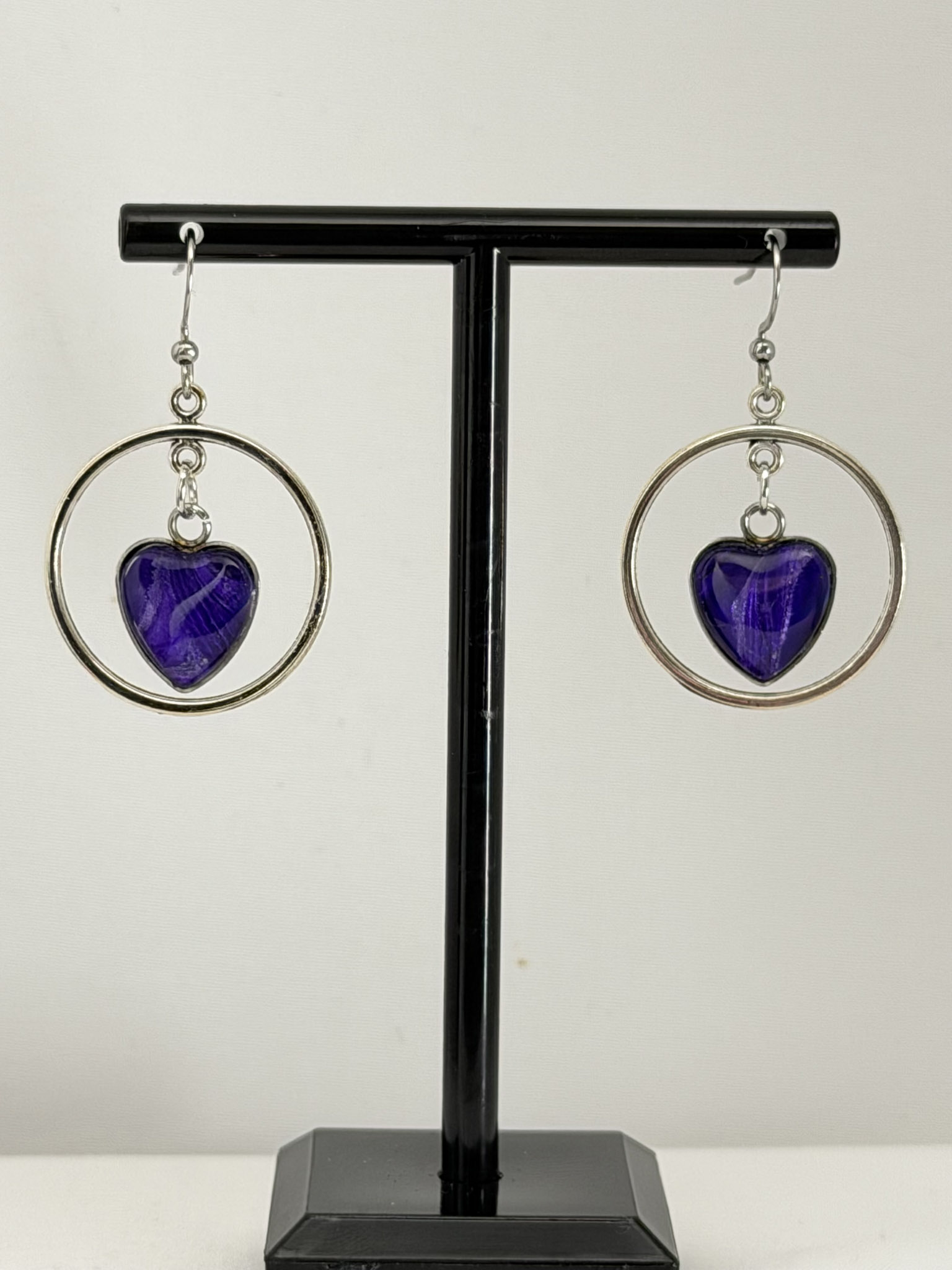 Purple Heart Hoop Earrings