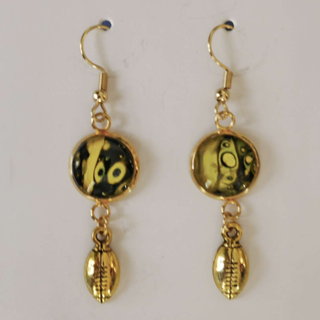 Handcrafted Gold Dangle Earrings-Pittsburg Steelers