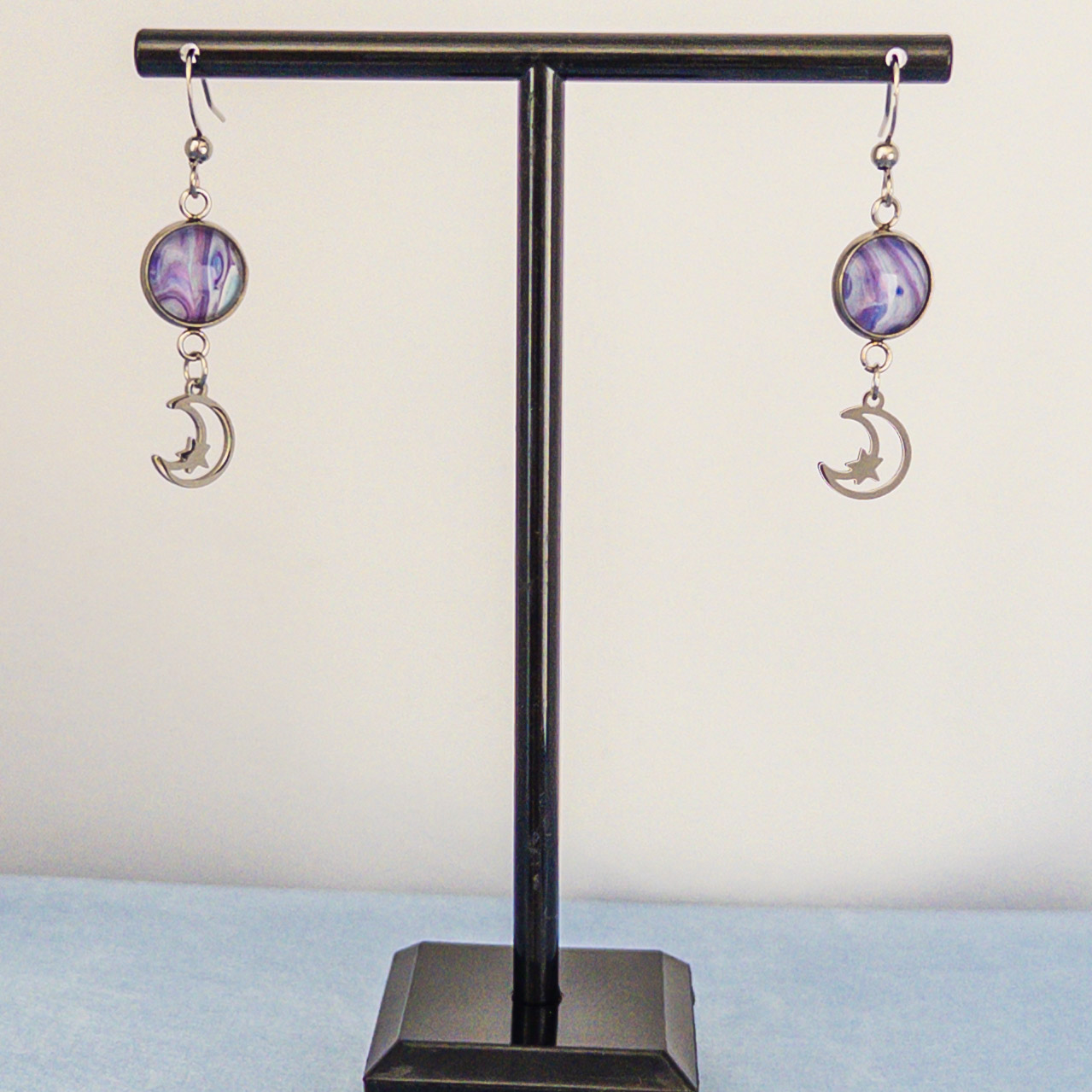 Purple Moon Drop Earrings