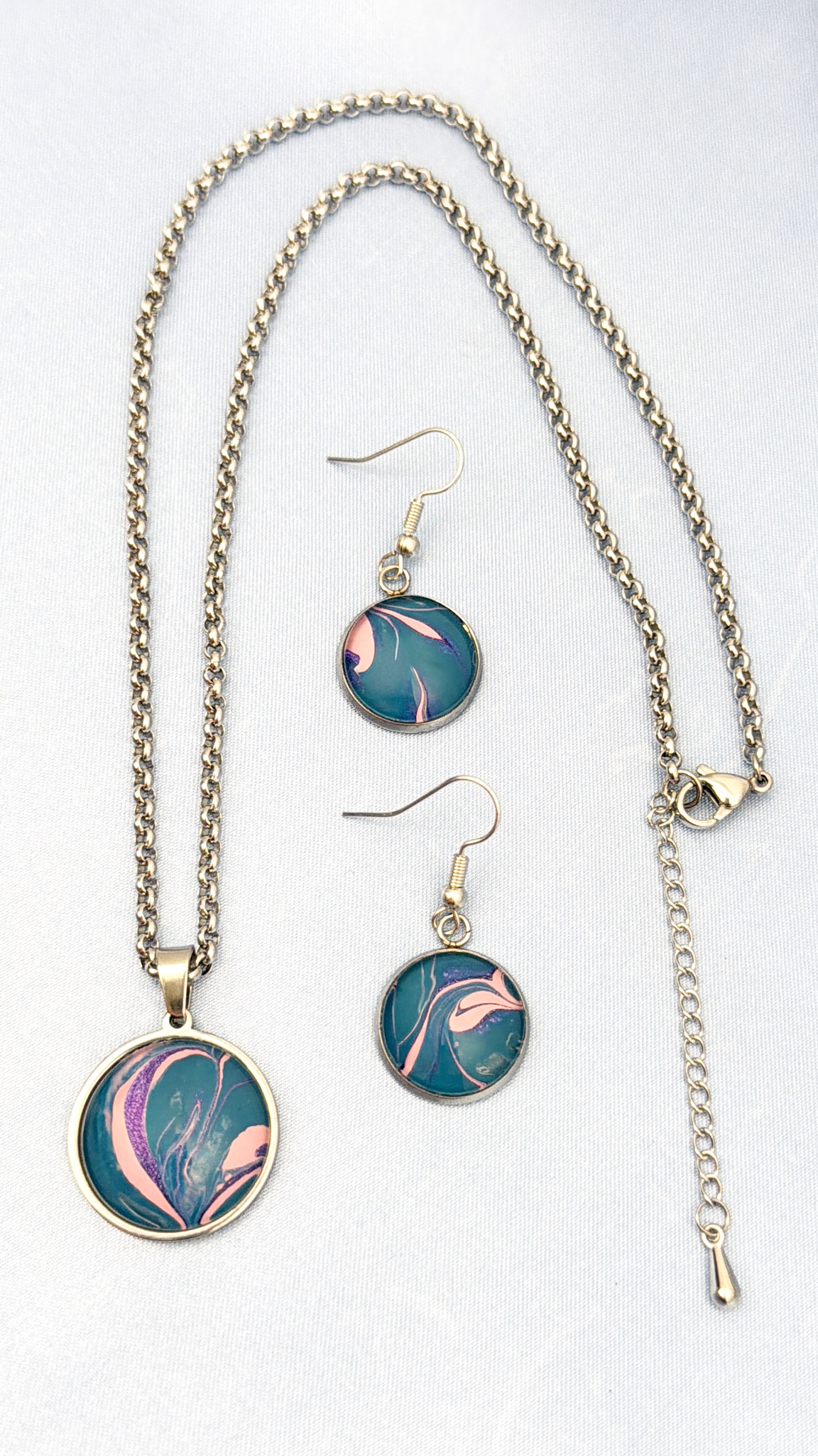 Marbled Pendant Jewelry Set