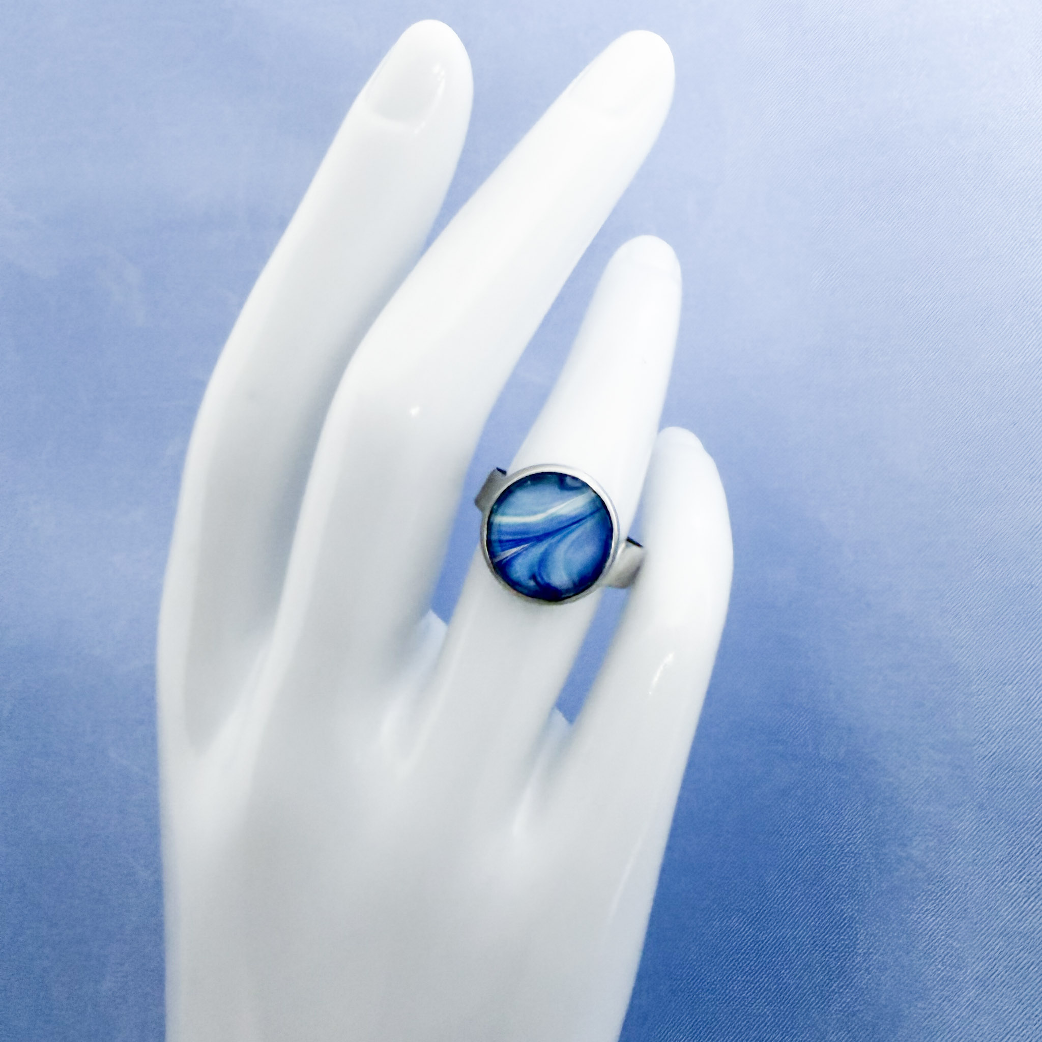Blue Marble Adjustable Ring
