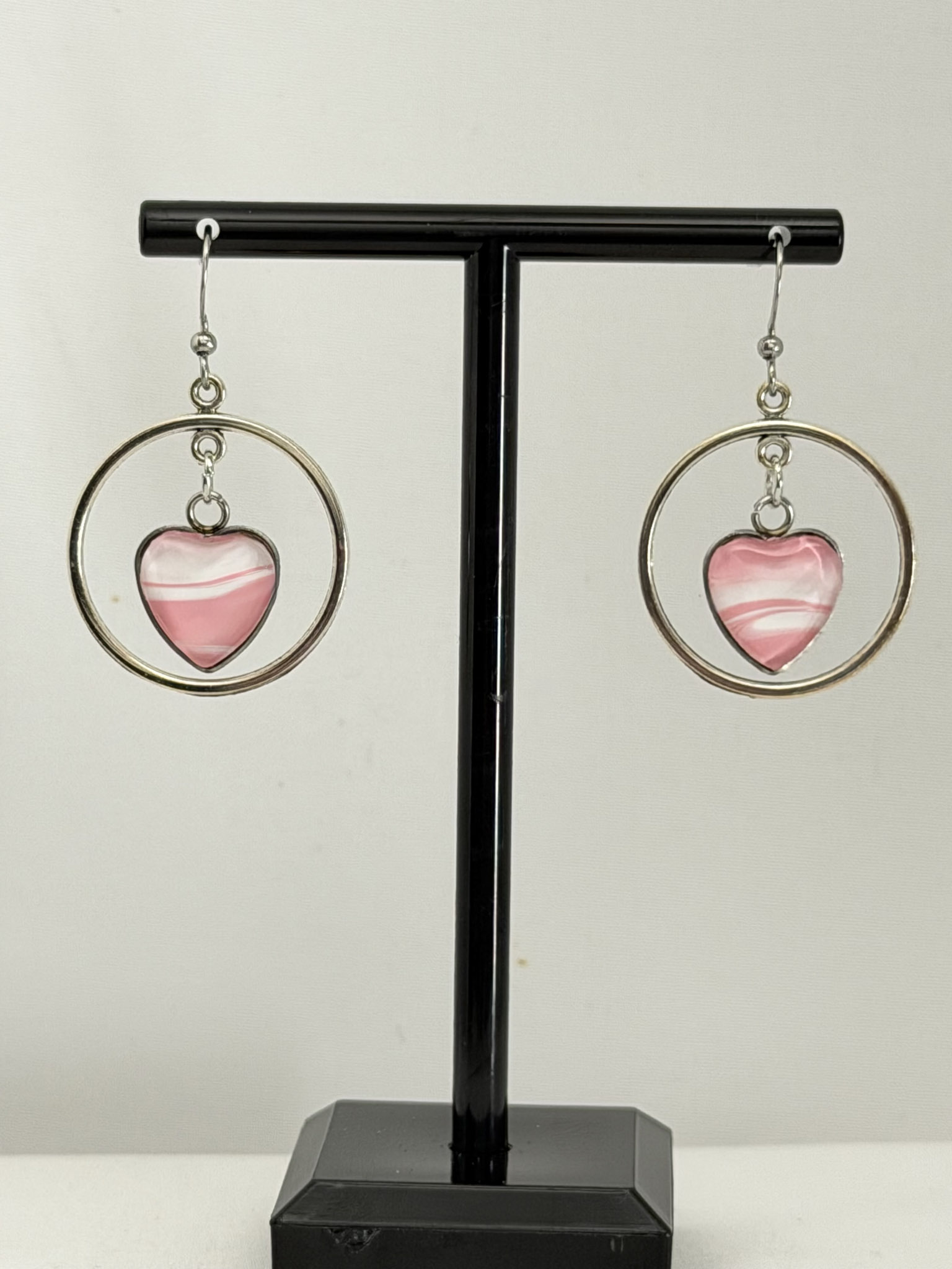 Pink Heart Dangle Earrings