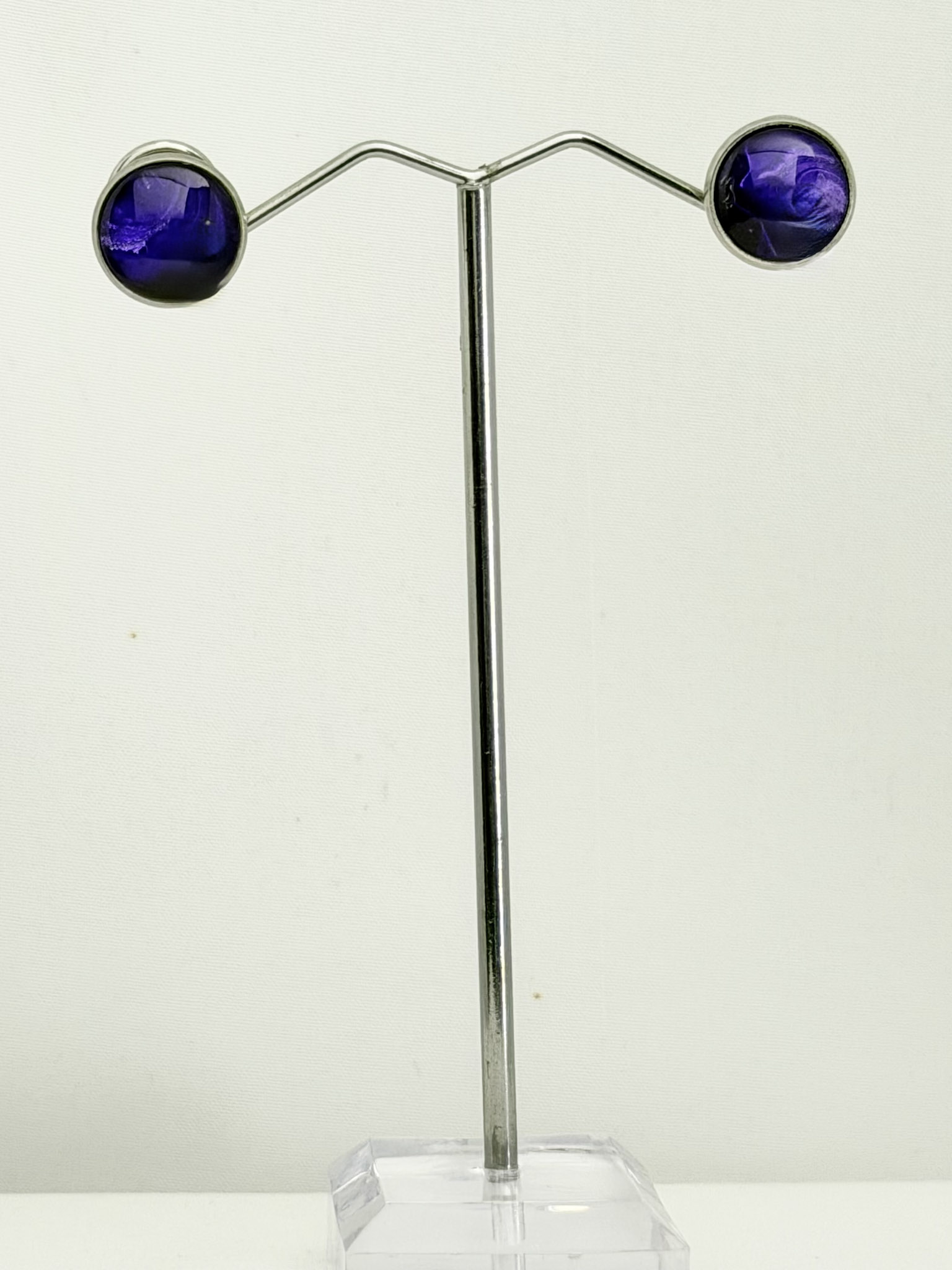 Purple Glass Stud Earrings