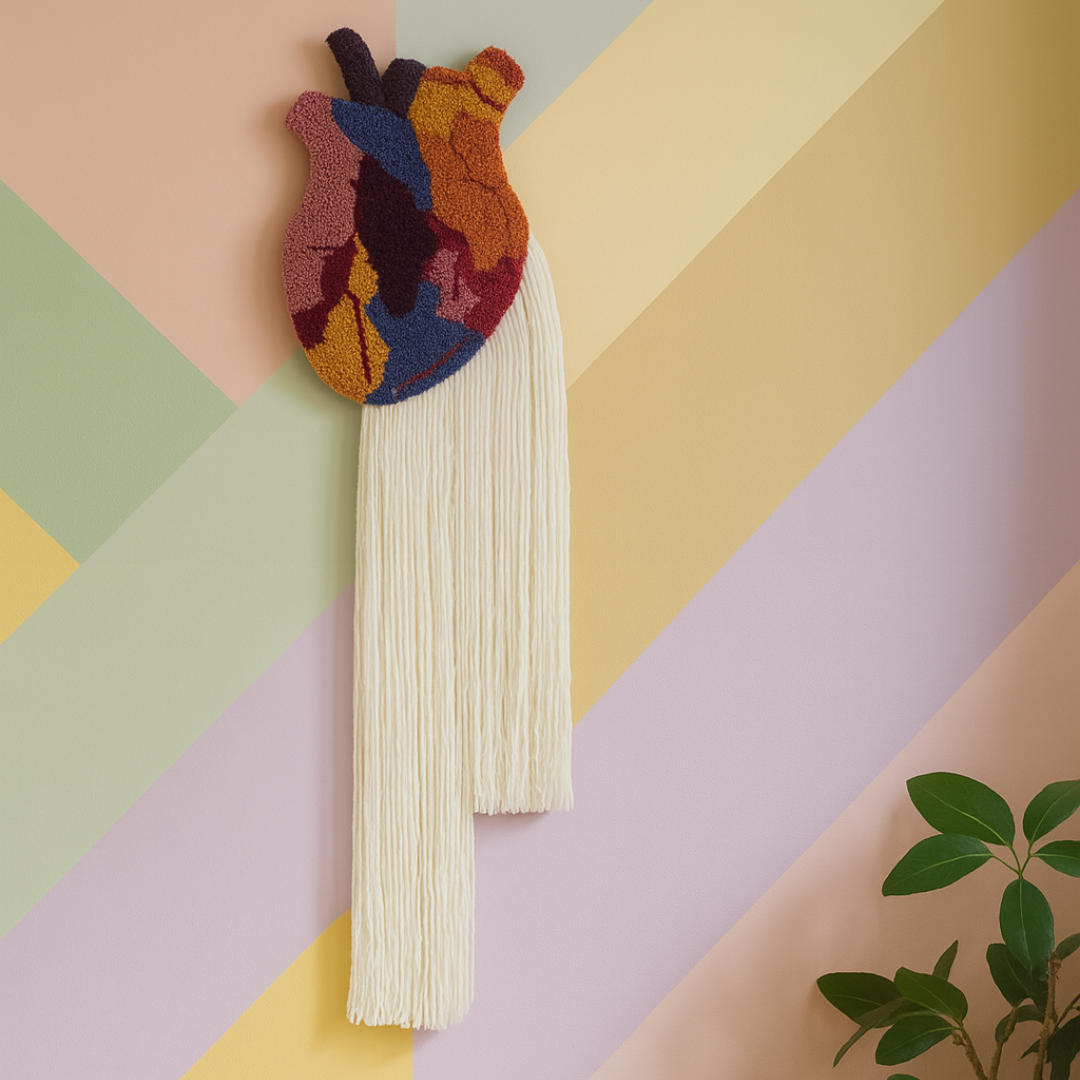 Decoração de parede coração colorido