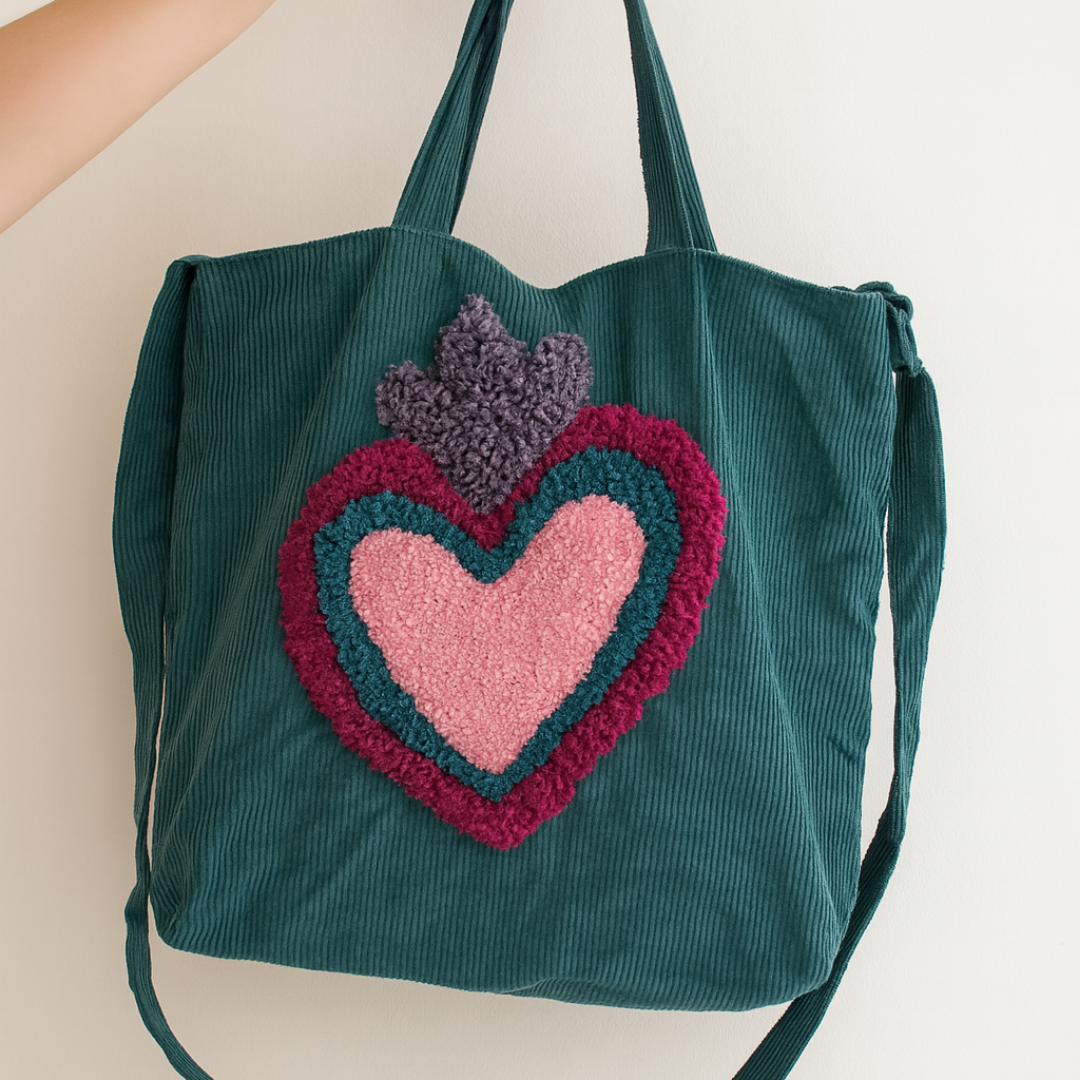 Bolsa de tecido com coração