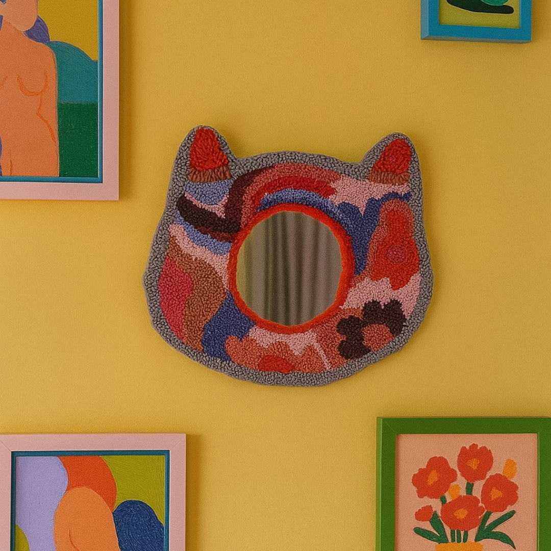 Espelho decorativo de parede em formato de gatinho