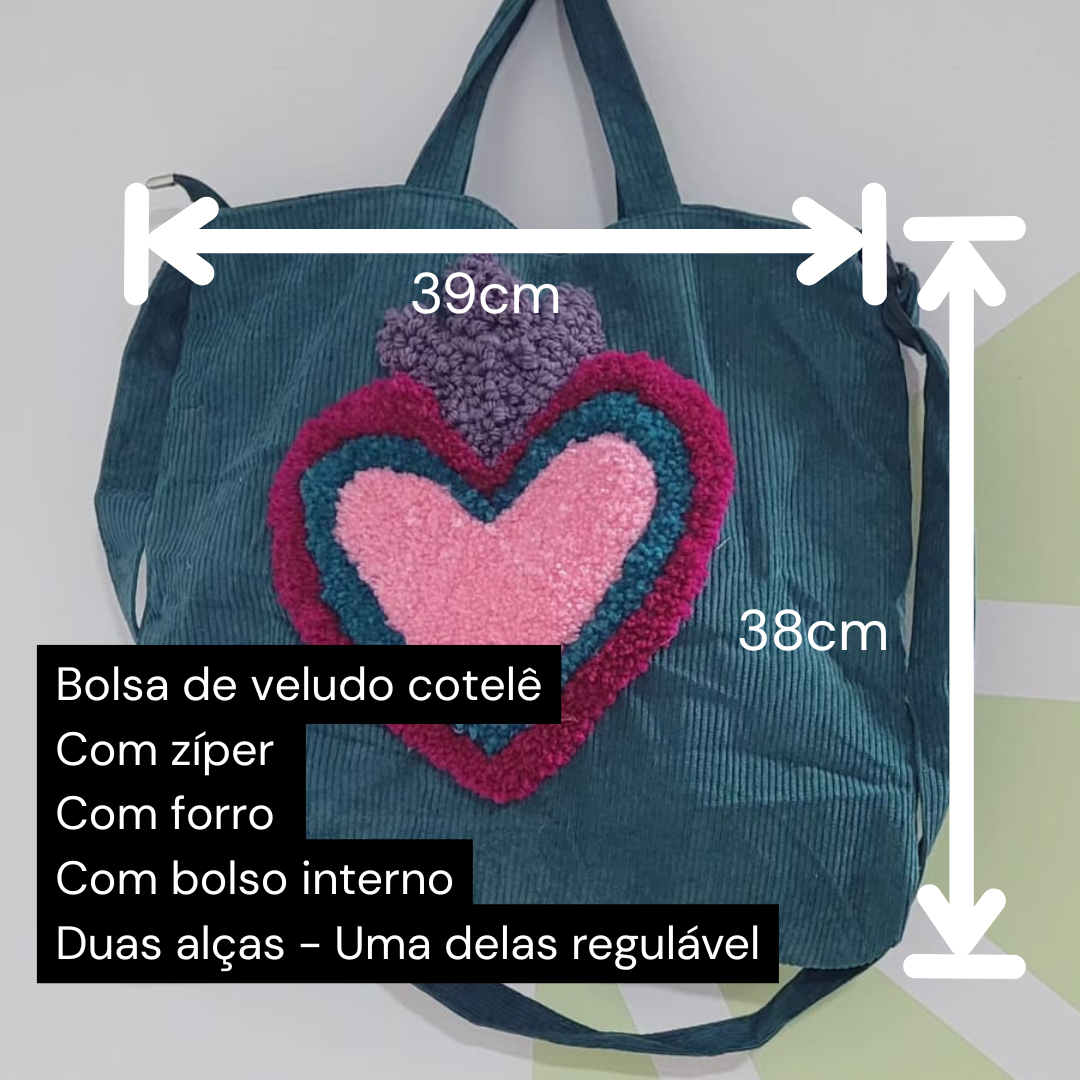Bolsa de tecido com coração