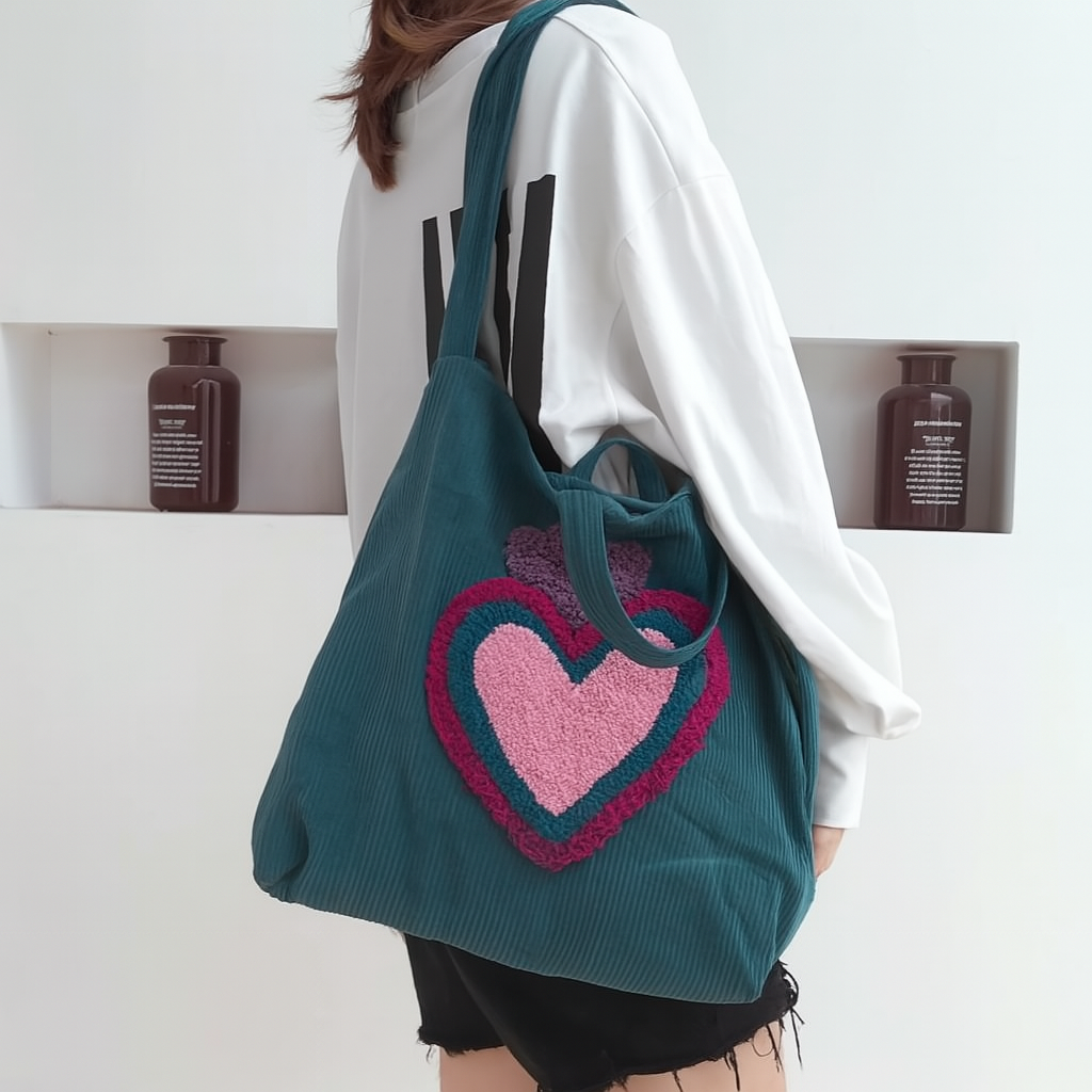 Bolsa de tecido com coração