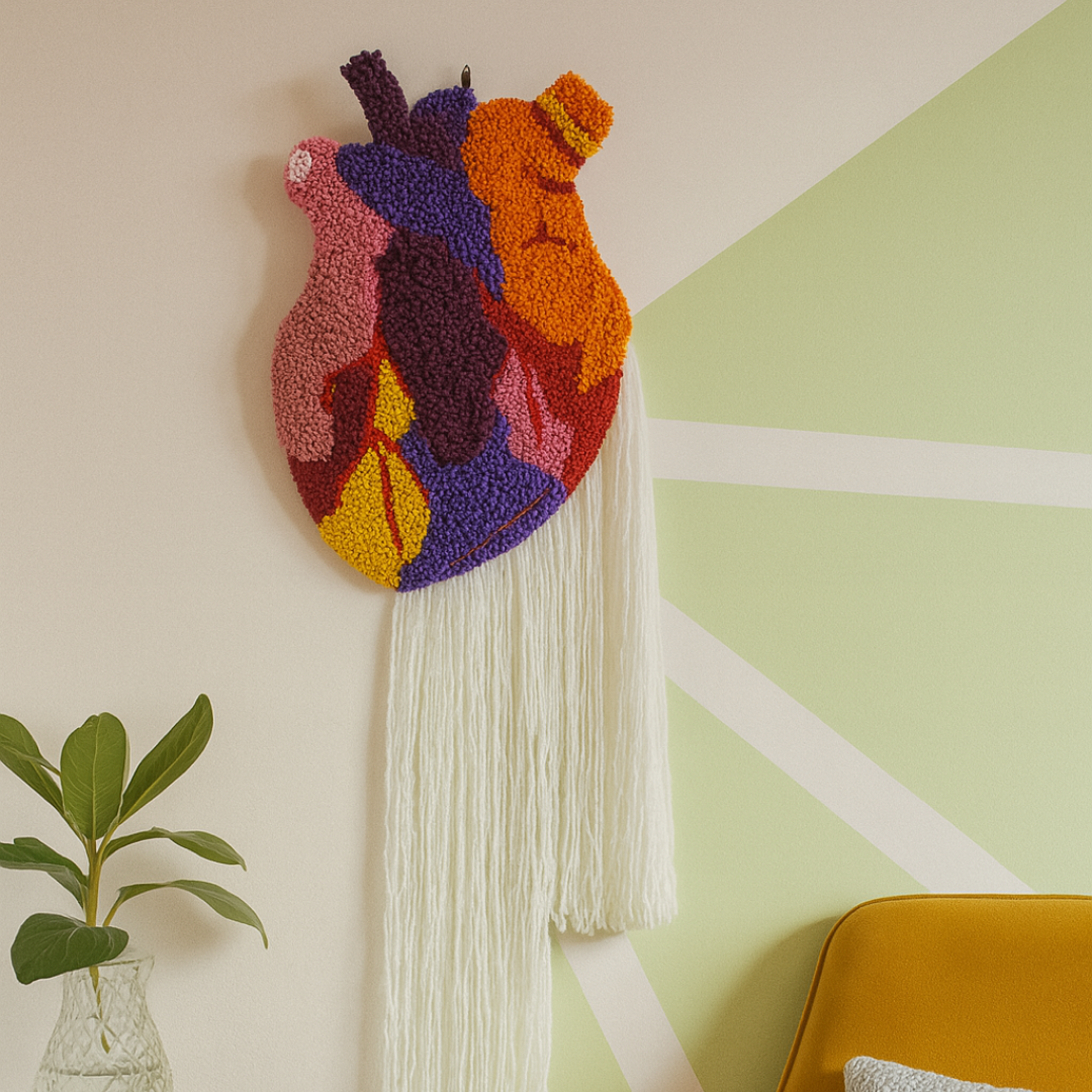 Decoração de parede coração colorido