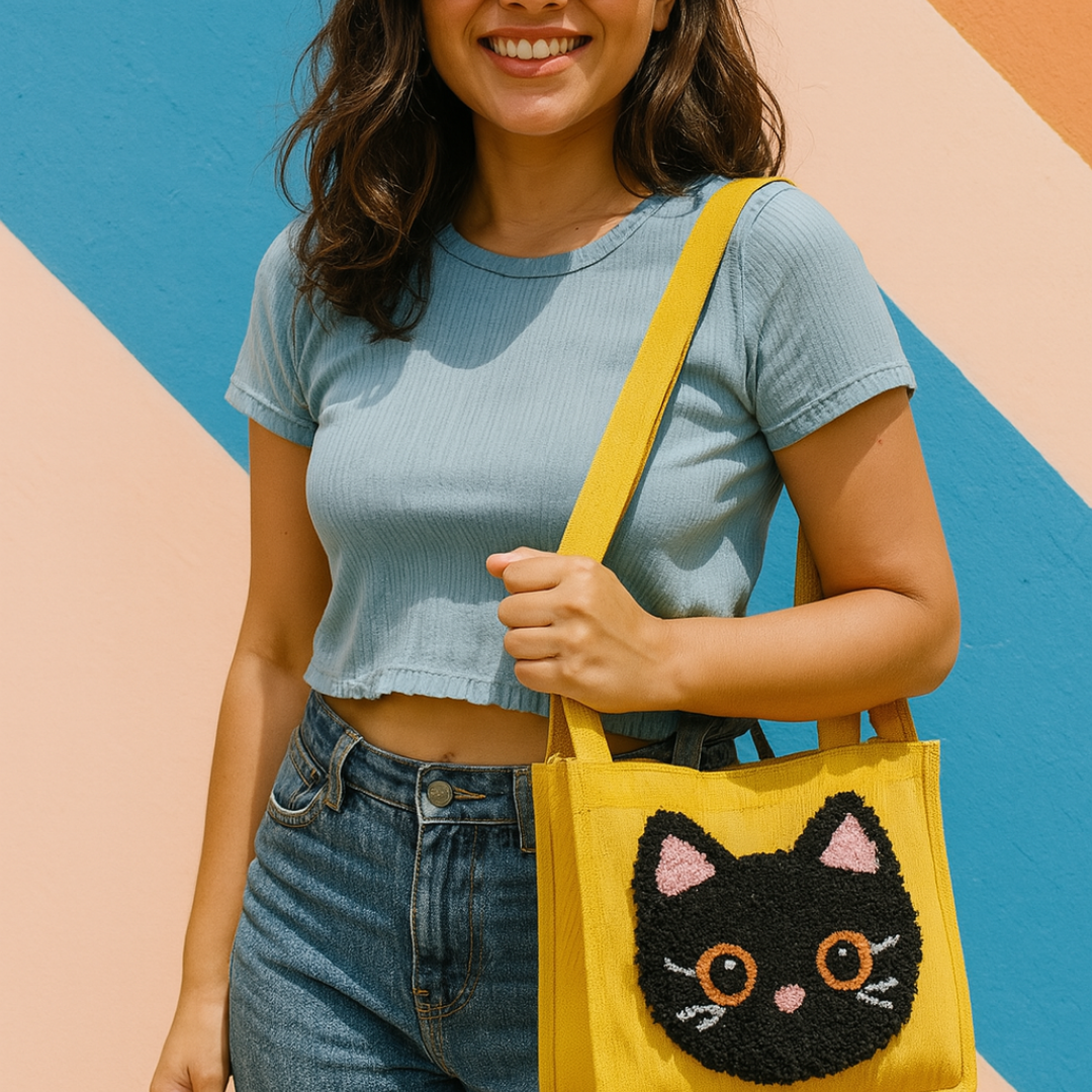 Bolsa com aplicação de gatinho