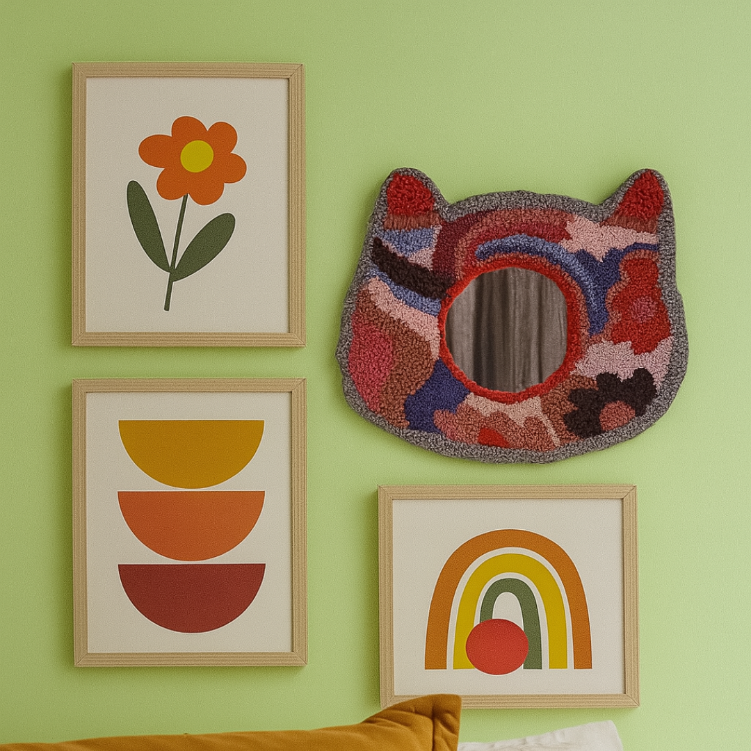 Espelho decorativo de parede em formato de gatinho