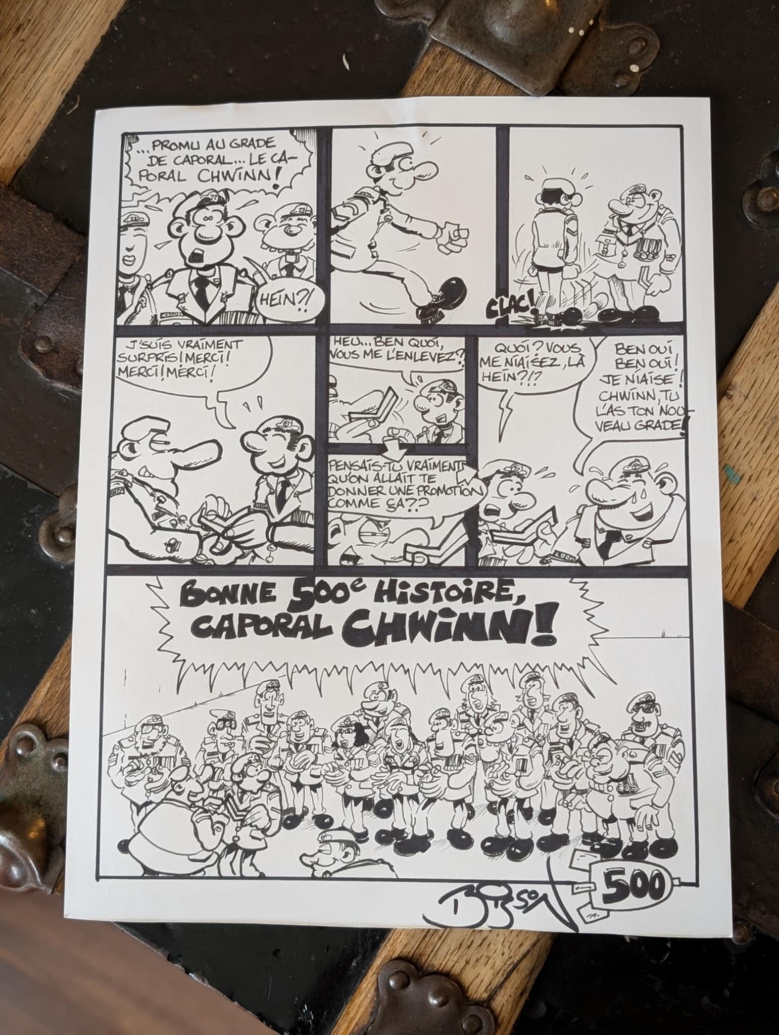 Page Originale Signée (500e planche) – Soldat CHWINN