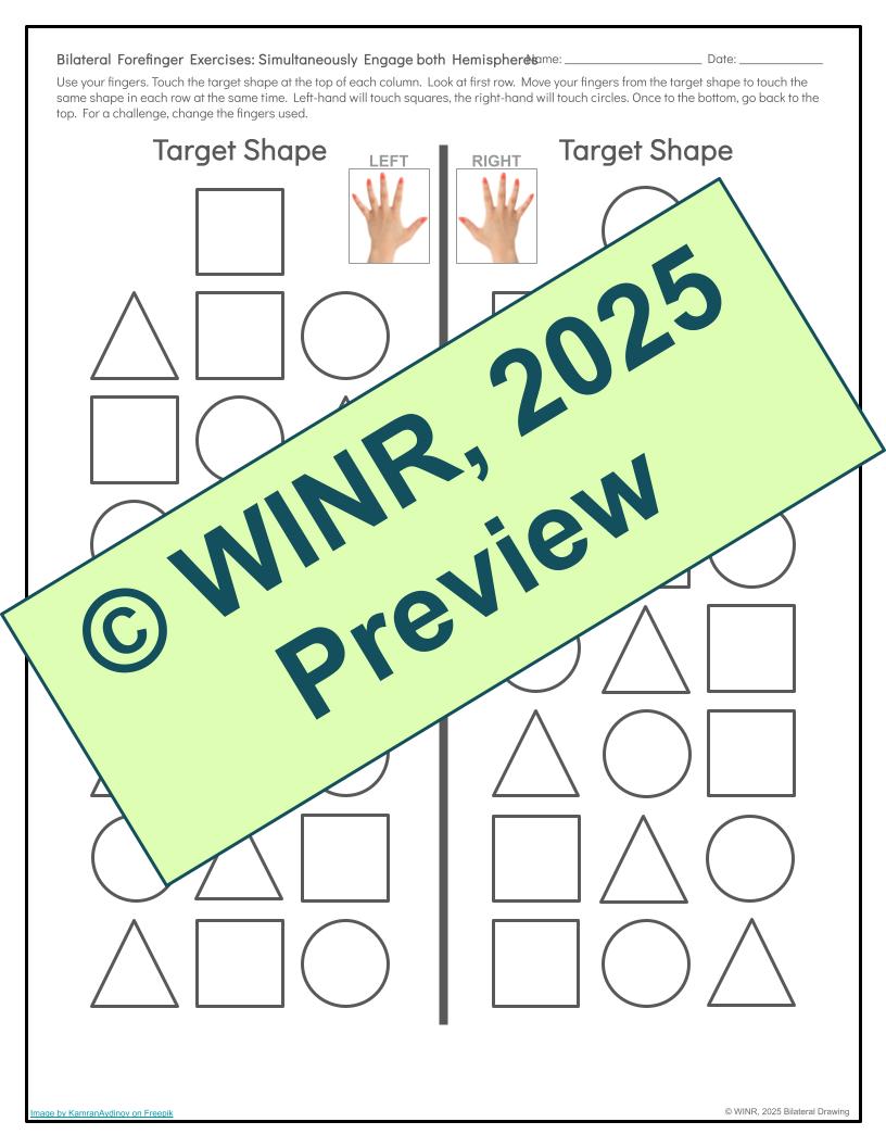13 Bilateral Finger Exercises - Shapes Edition - Helps improve Coordination, Dexterity, Eye-Brain Connection