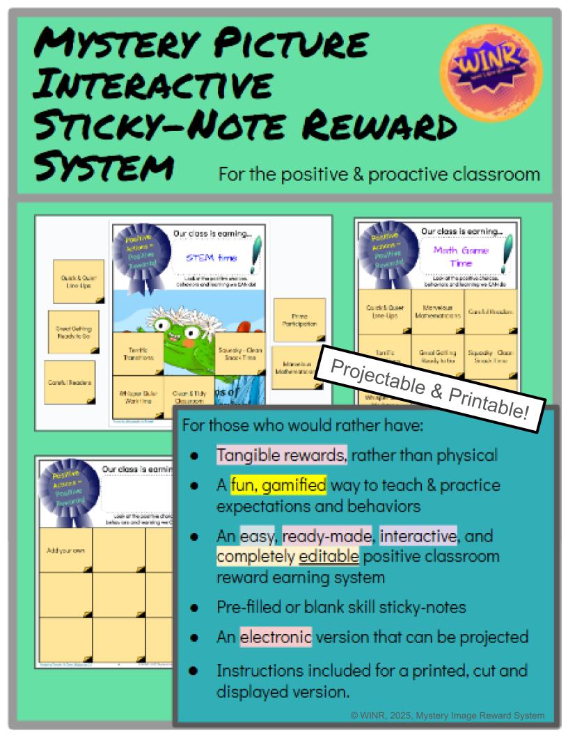 Mystery Picture Reveal Interactive Stick Note Reward Earning System Behavior Mod