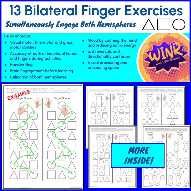 13 Bilateral Finger Exercises - Shapes Edition - Helps improve Coordination, Dexterity, Eye-Brain Connection