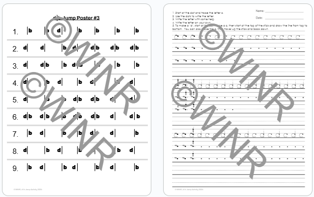 d | b Jumping Activity to improve d & b confusion + Handwriting with Letter Formation Support + Visual Aids   - Print & Go