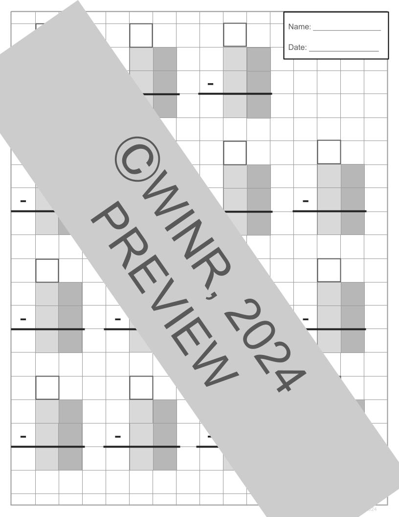 DOUBLE x DOUBLE-digit Add/Subtract Grid Pages, Color & BW, 1/2" Blank Grid Paper