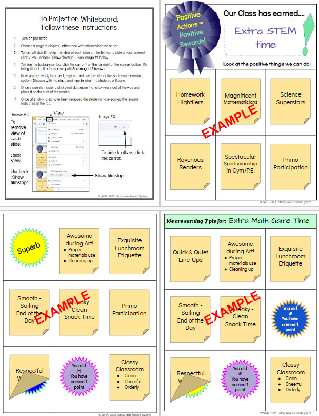 Interactive Sticky-Note Reward System EDITABLE Project or Print Behavior Modification