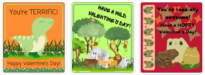 12 Valentine's Day Cards, General Message, no love-type cards, grades K-3+
