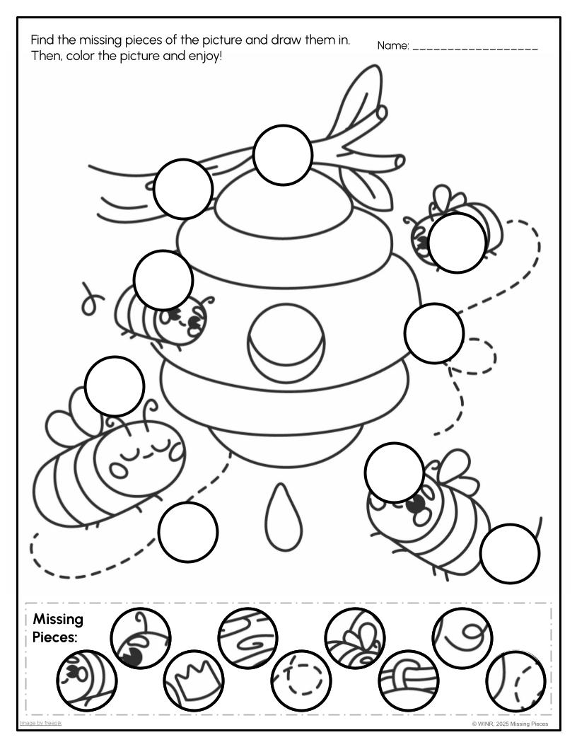 Find the Missing Pieces #1: Four Drawings, Eye Exercise, Tracking, Brain Spring