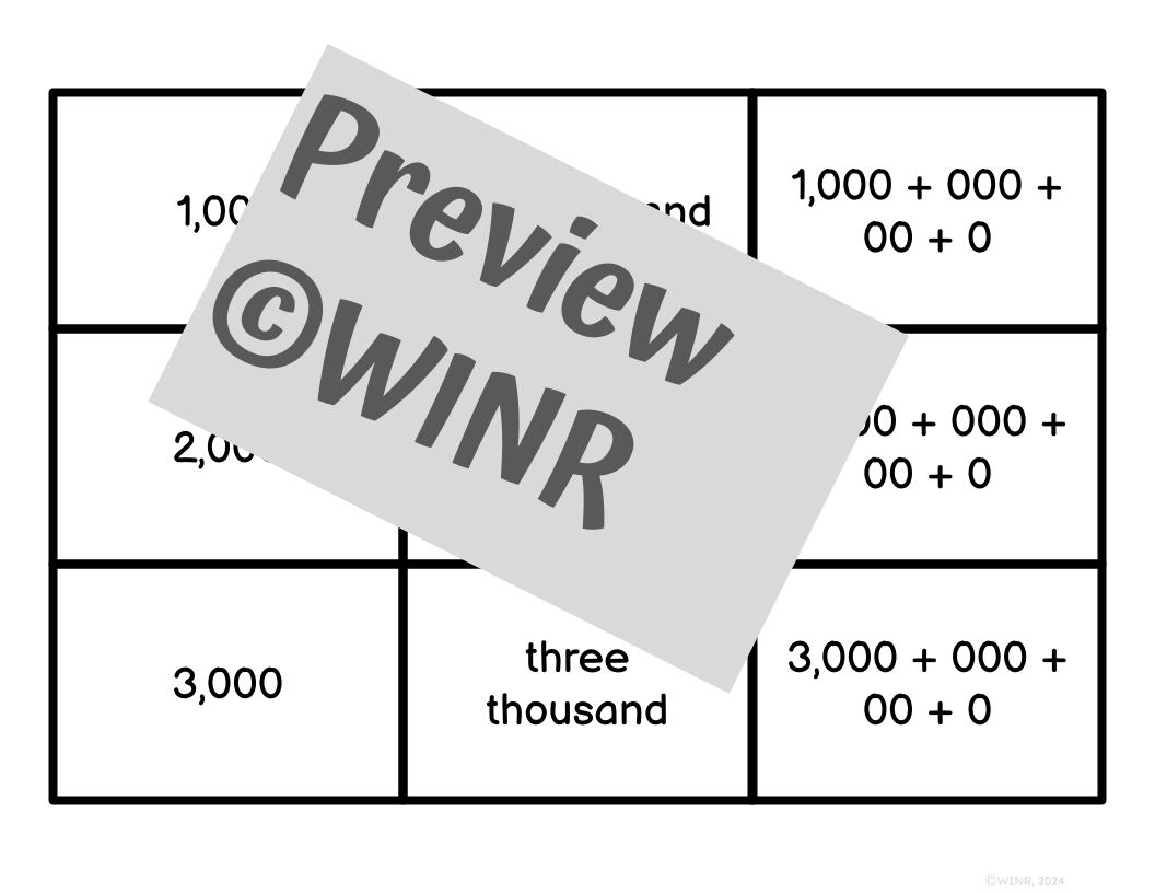 Number Form Matching Cards. Stnd, Word, Expanded, Base10, PlaceValue, #More/Less