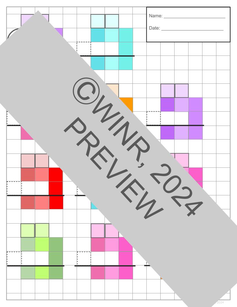 TRIPLE x SINGLE-digit Adding/Subtracting Grid Pages, Color & BW, 1/2" Grid Paper