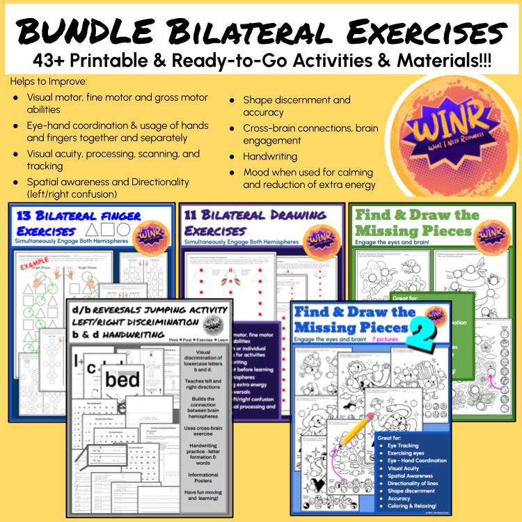 BUNDLE of Bilateral Exercises 43+ print & go activities and materials!