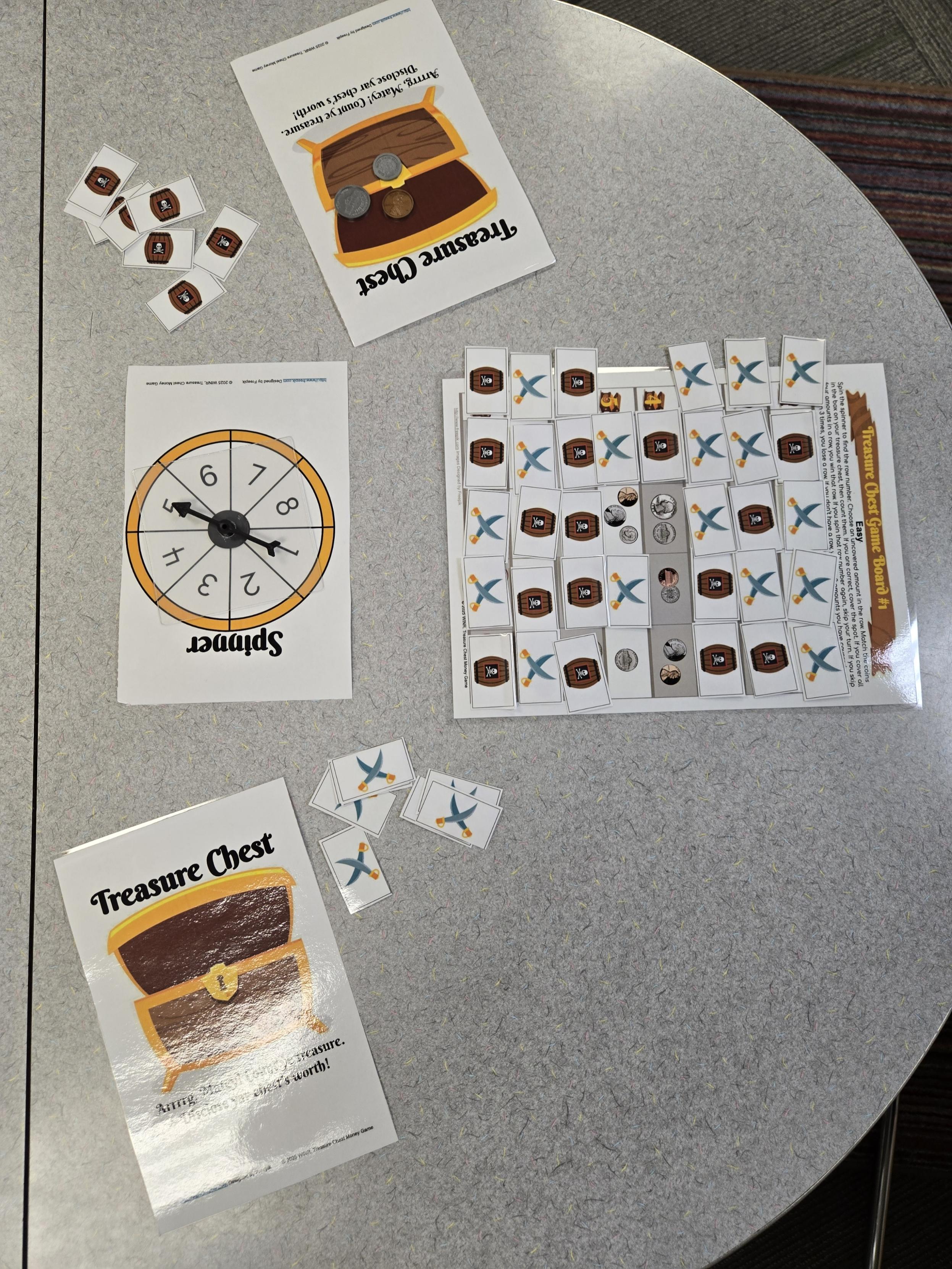 Treasure Chest & First to One Dollar --- 2 Coin Counting Games - Penny Nickel Dime Quarter, exchange, value, money, ID