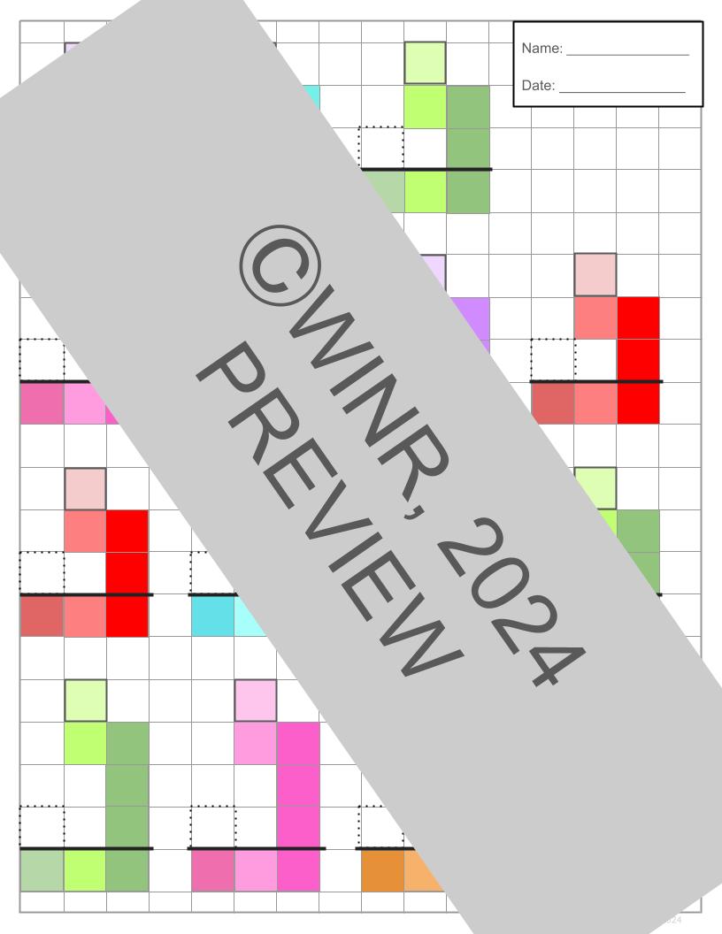 Single-Digit Addition & Subtraction Grid Pages in COLOR & B/W + 1/2" Graph Paper