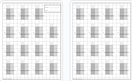 FREE   1/2" grid paper and Addition & Subtraction pages with grayscale shaded tens & ones places