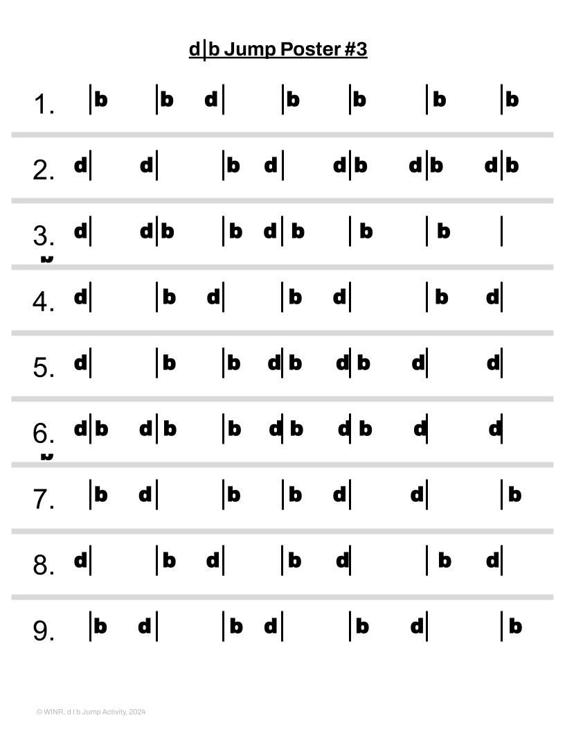 d | b Jumping Activity to improve d & b confusion + Handwriting with Letter Formation Support + Visual Aids   - Print & Go