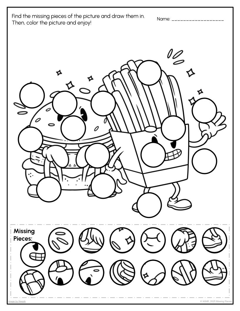 Find the Missing Pieces #2: 7 Different Eye/Hand/Brain/Tracking Activities
